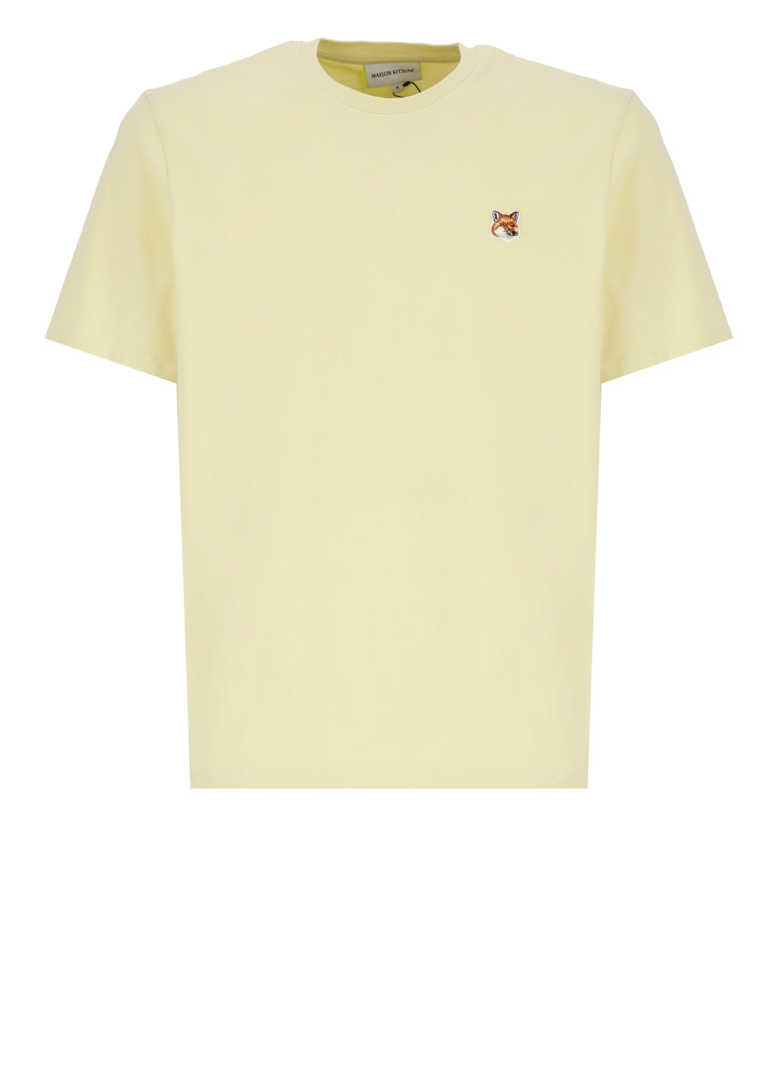 Shop Maison Kitsuné Fox Head T-shirt In Yellow