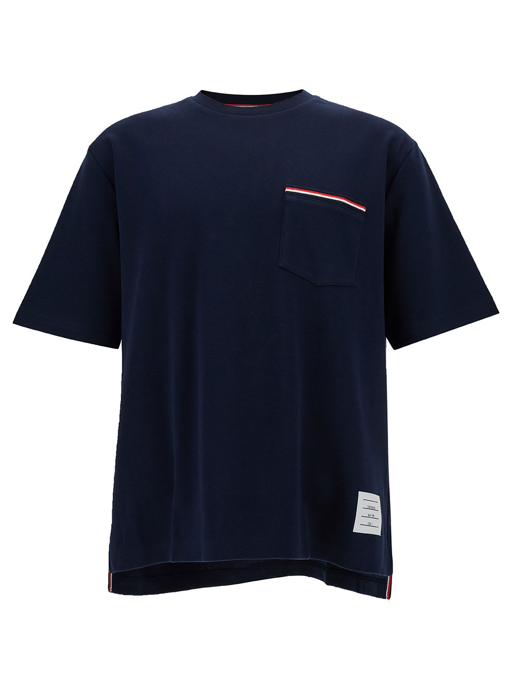 Thom Browne Oversized S/s Pocket Tee In Navy