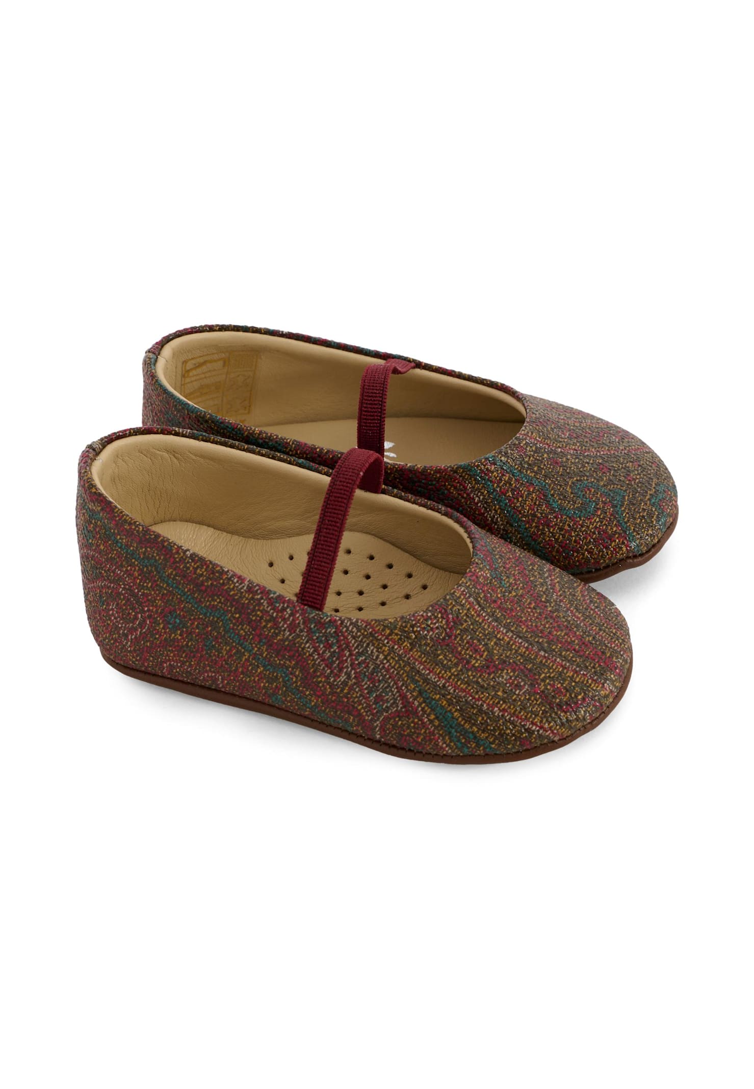 Etro Multicolor Ballet Flats For Baby Girl With Paisley Print In Brown