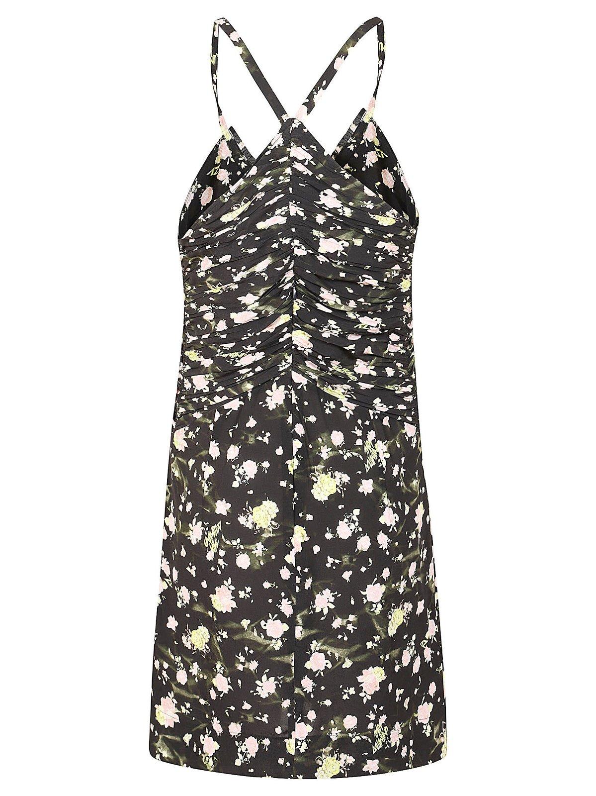 Zadig & Voltaire Randa Crinkled Rose Printed Mini Dress In Black