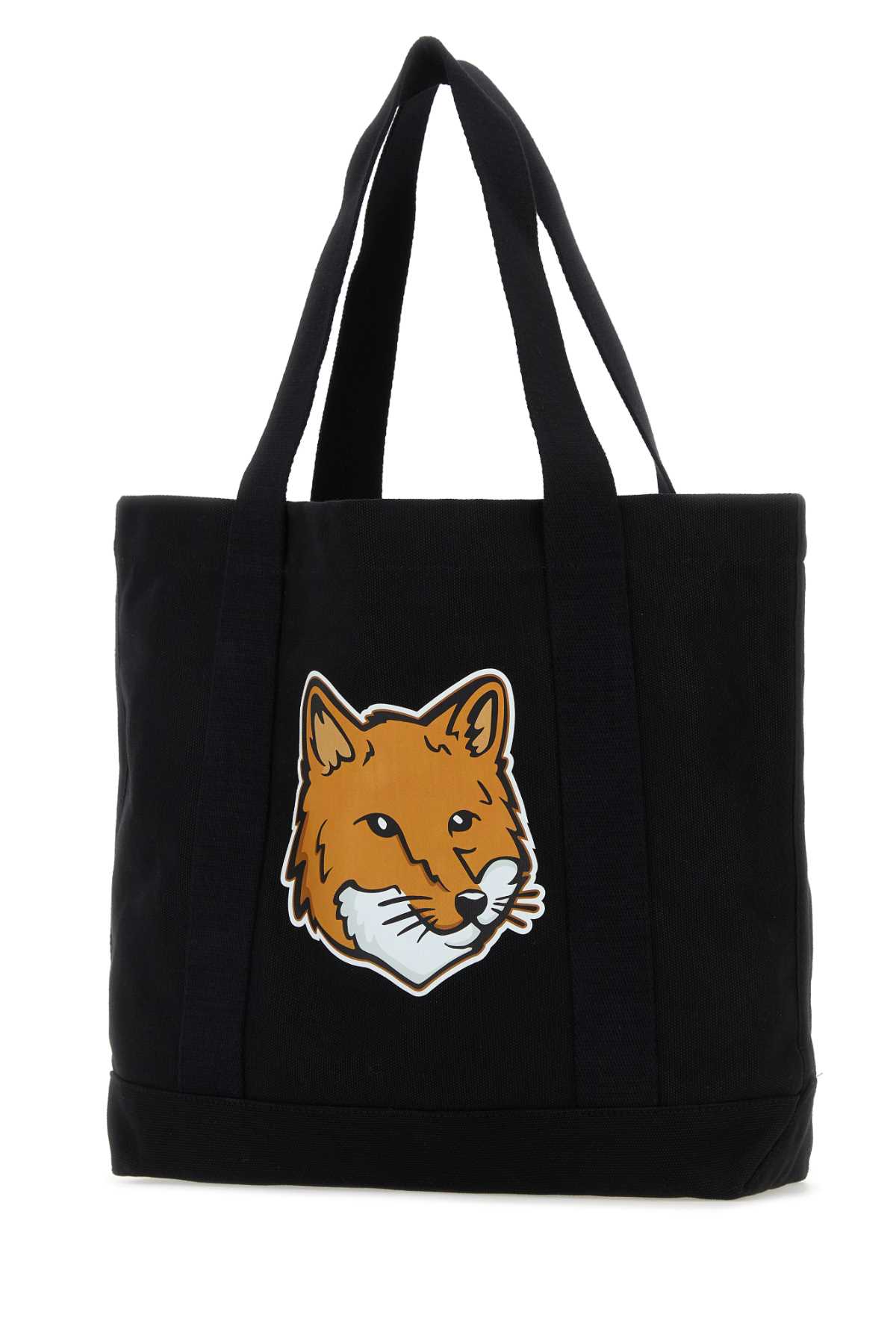 Shop Maison Kitsuné Black Canvas Fox Head Shopping Bag