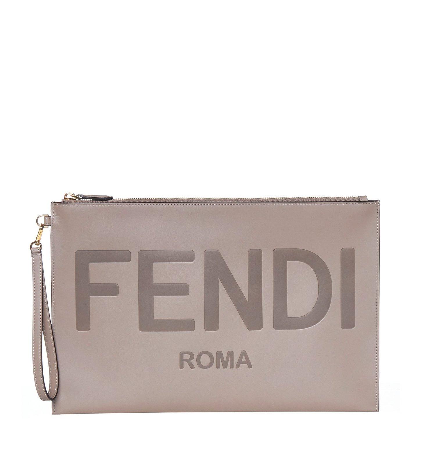 Fendi Logo Debossed Zipped Clutch Bag