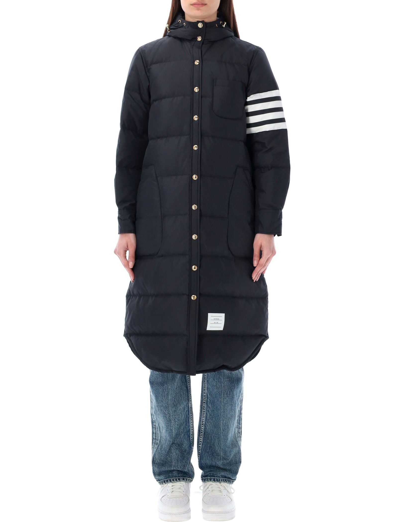 Thom Browne Downfilled Ripstop 4-bar Hooded Jacket In Navy