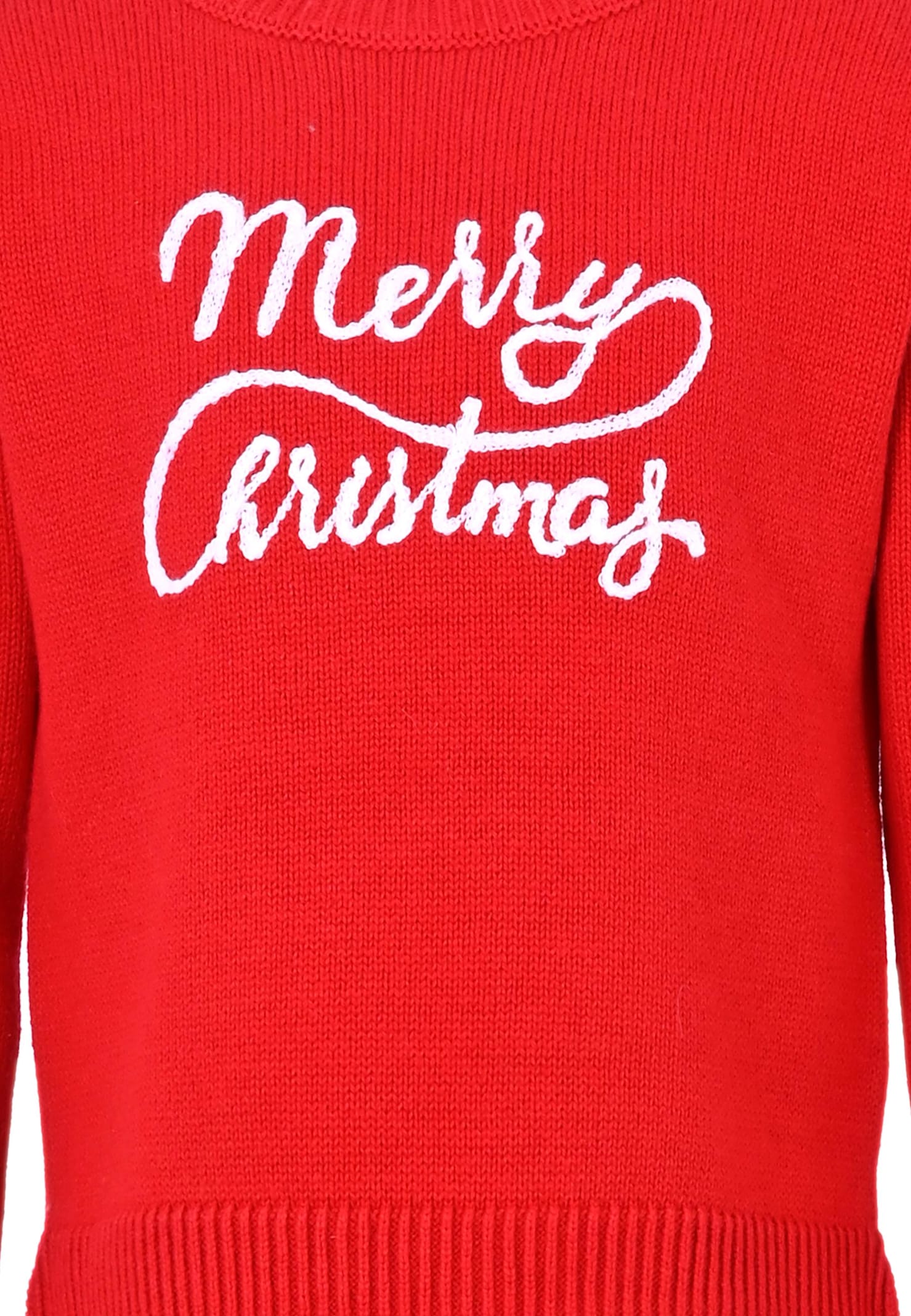 Monnalisa Red Sweater For Kids With Writing In Red