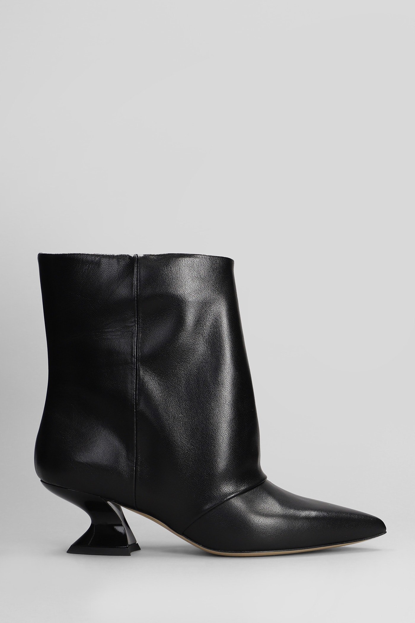 High Heels Ankle Boots In Black Leather