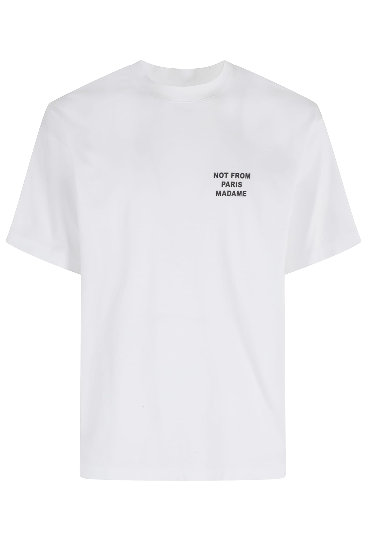 Drôle De Monsieur White Crewneck T-shirt With Slogan Print On The Front And Back In Cotton Man In White