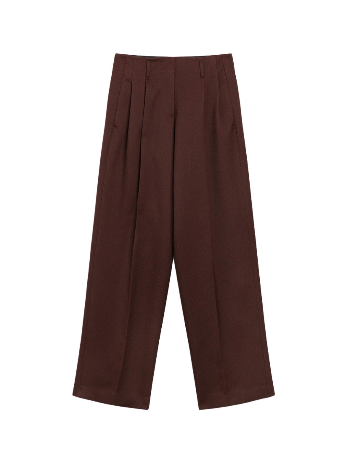 Golden Goose Journey Pant Flavia Wide Leg Compact Gabardine Wool In Chicory Coffee