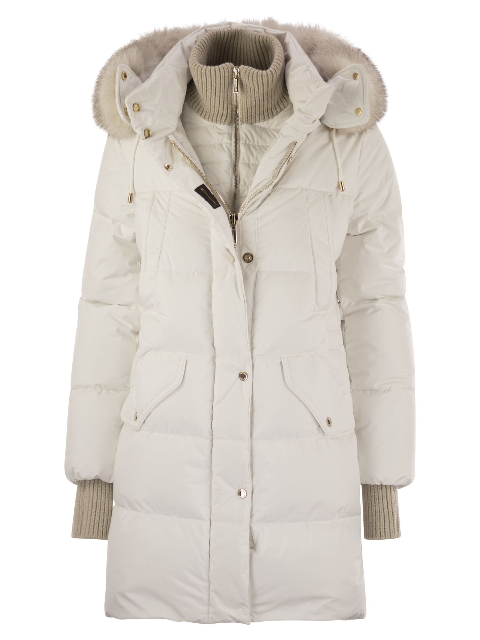Moorer Talassa-stp - Long Down Jacket With Hood In White