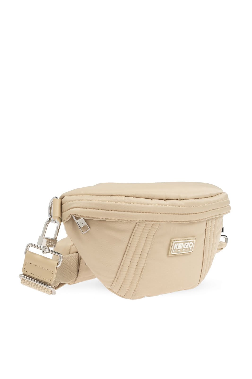 Shop Kenzo Logo Patch Zipped Belt Bag In Beige