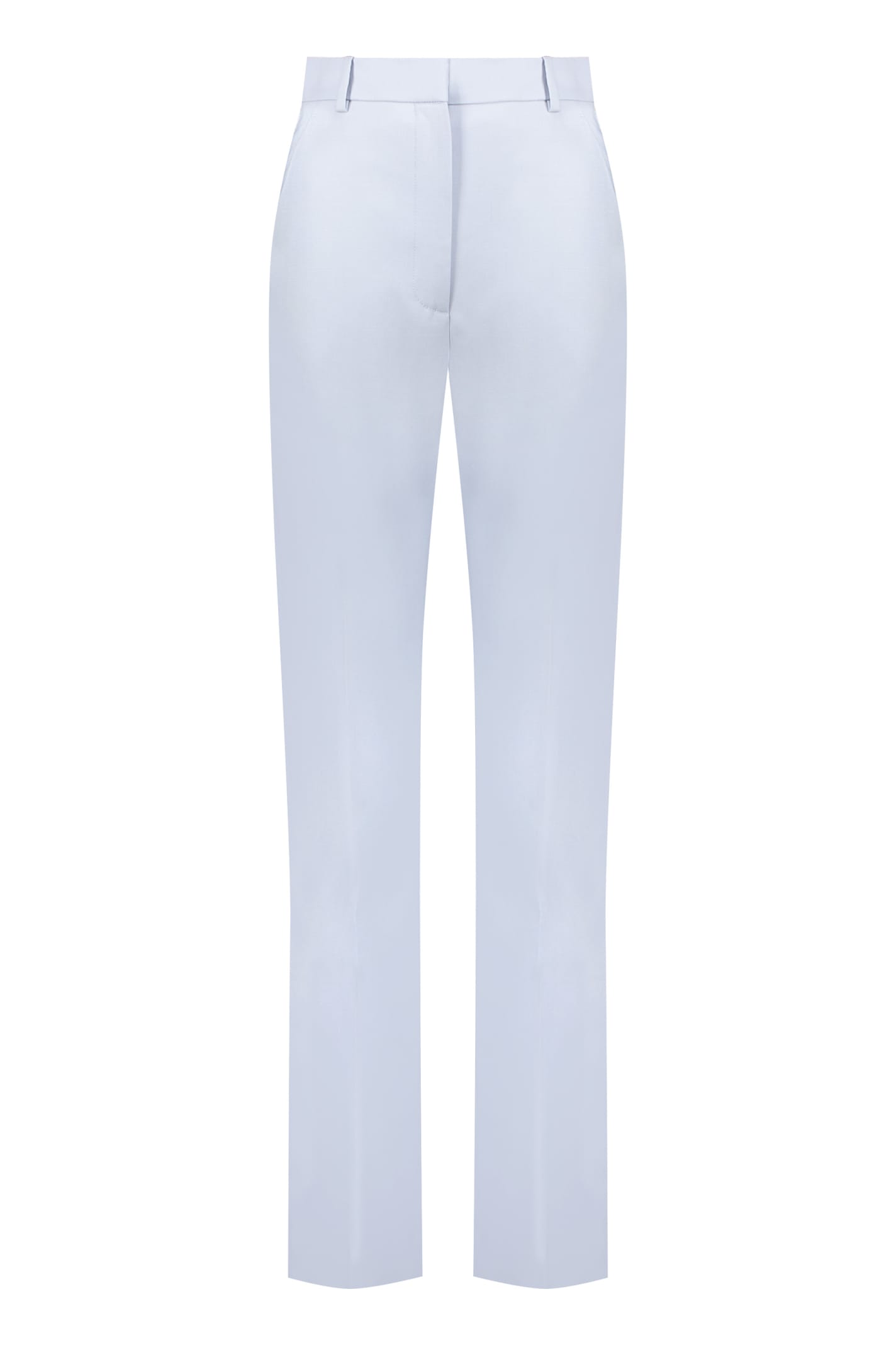 Shop Alexander Mcqueen Wool Trousers In Light Blue