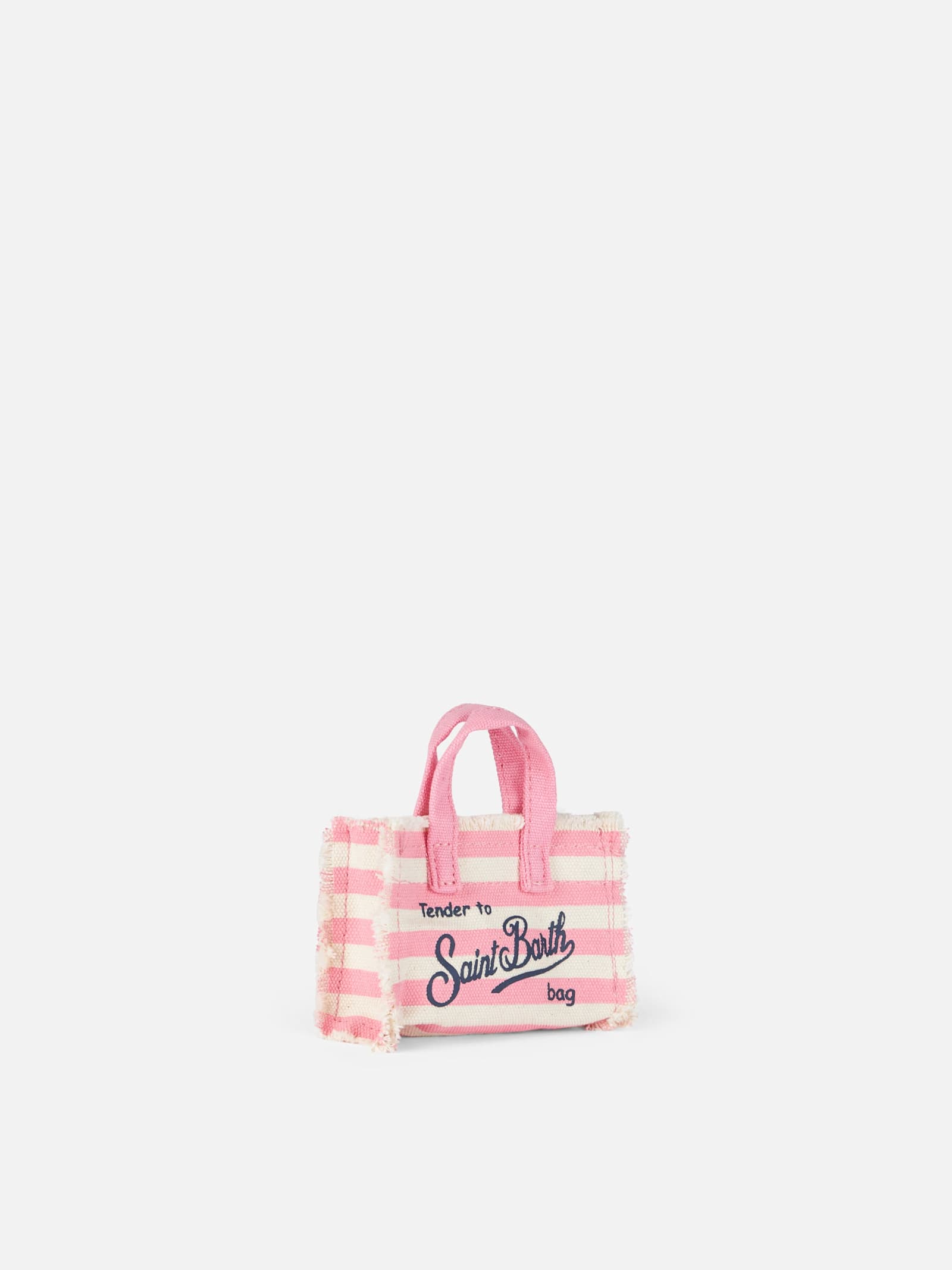 Mc2 Saint Barth Pink Striped Cotton Canvas Key Holder In Pink