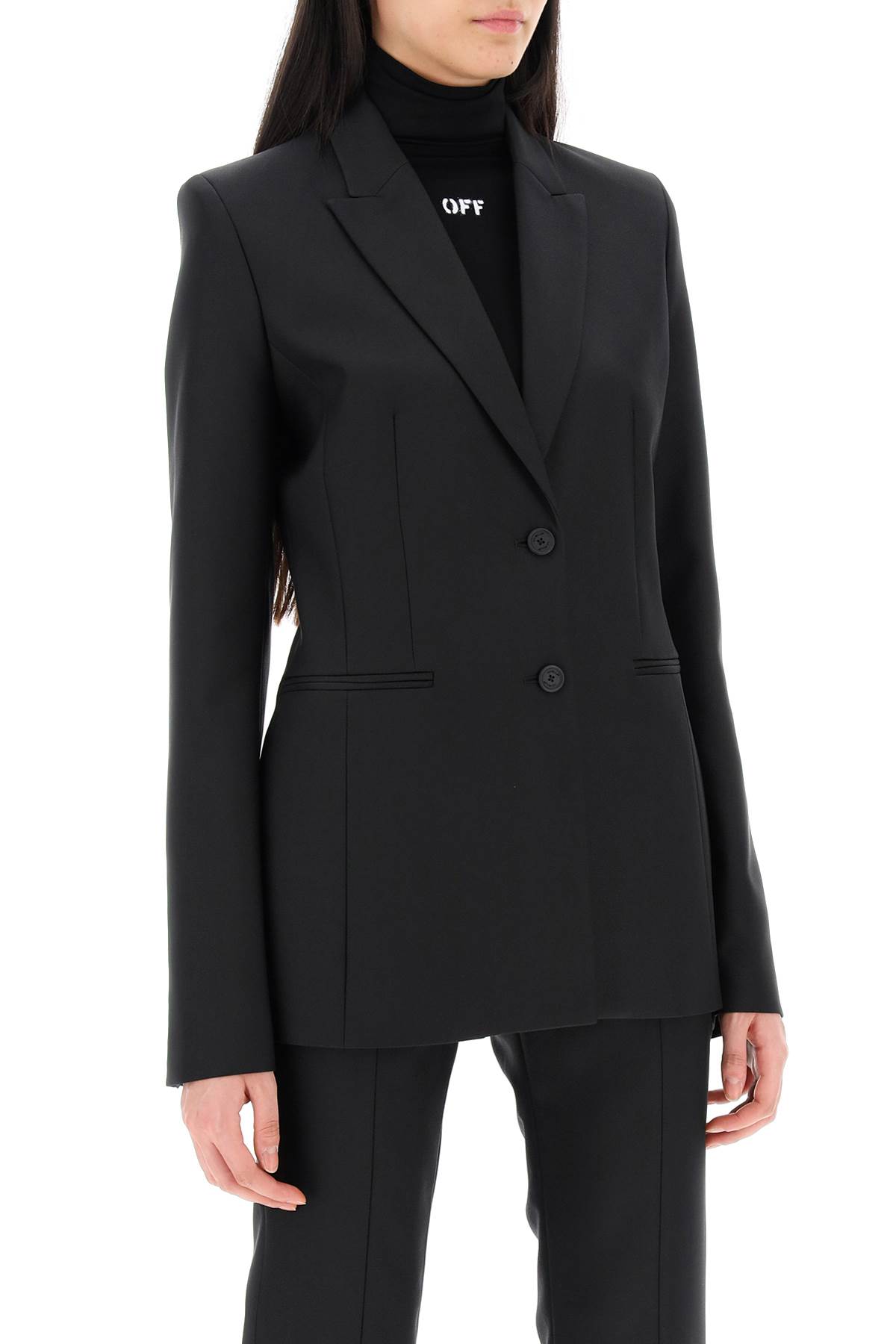 Shop Off-white Corporate Shaped Jacket In Black