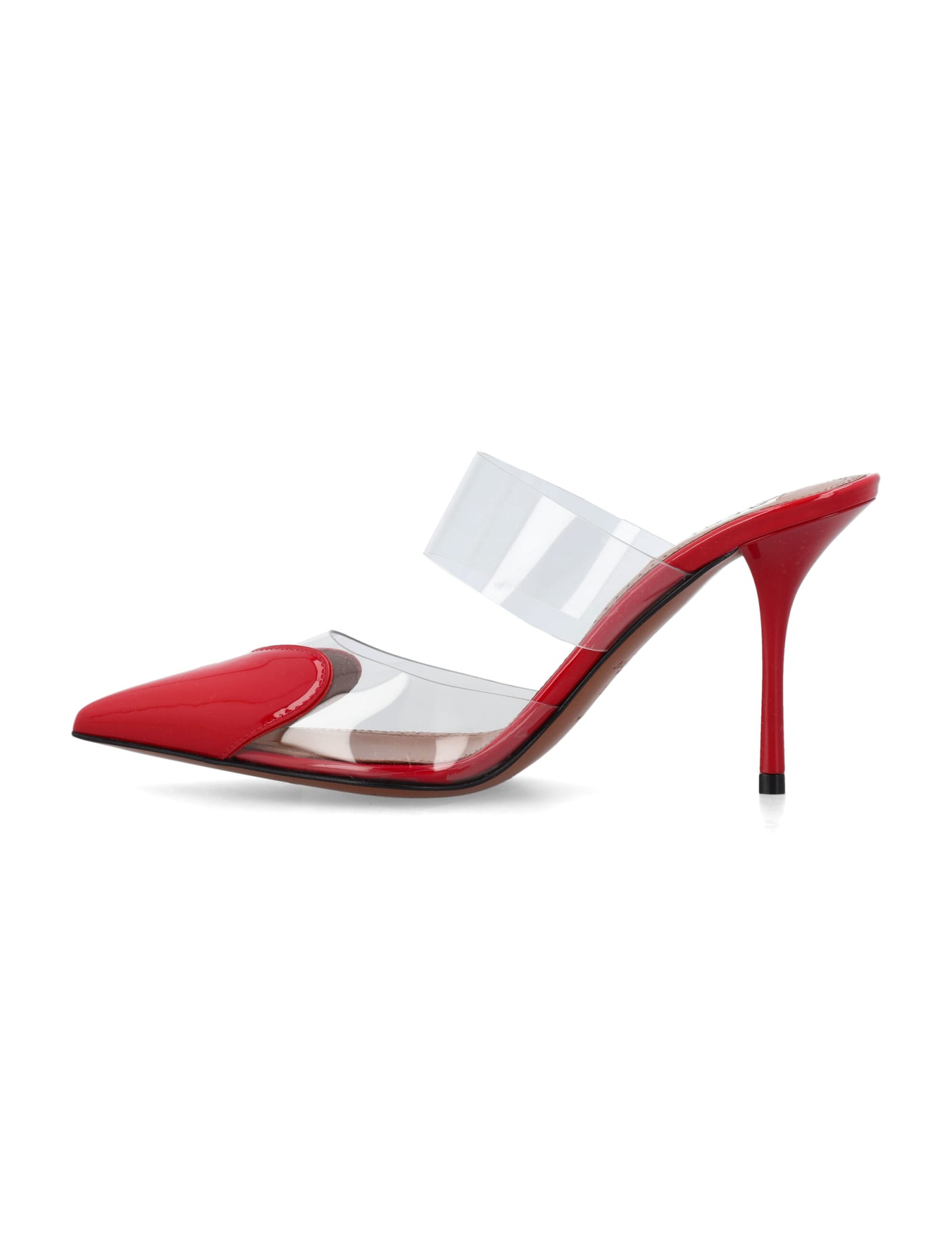 Shop Alaïa Heart Mules In Red