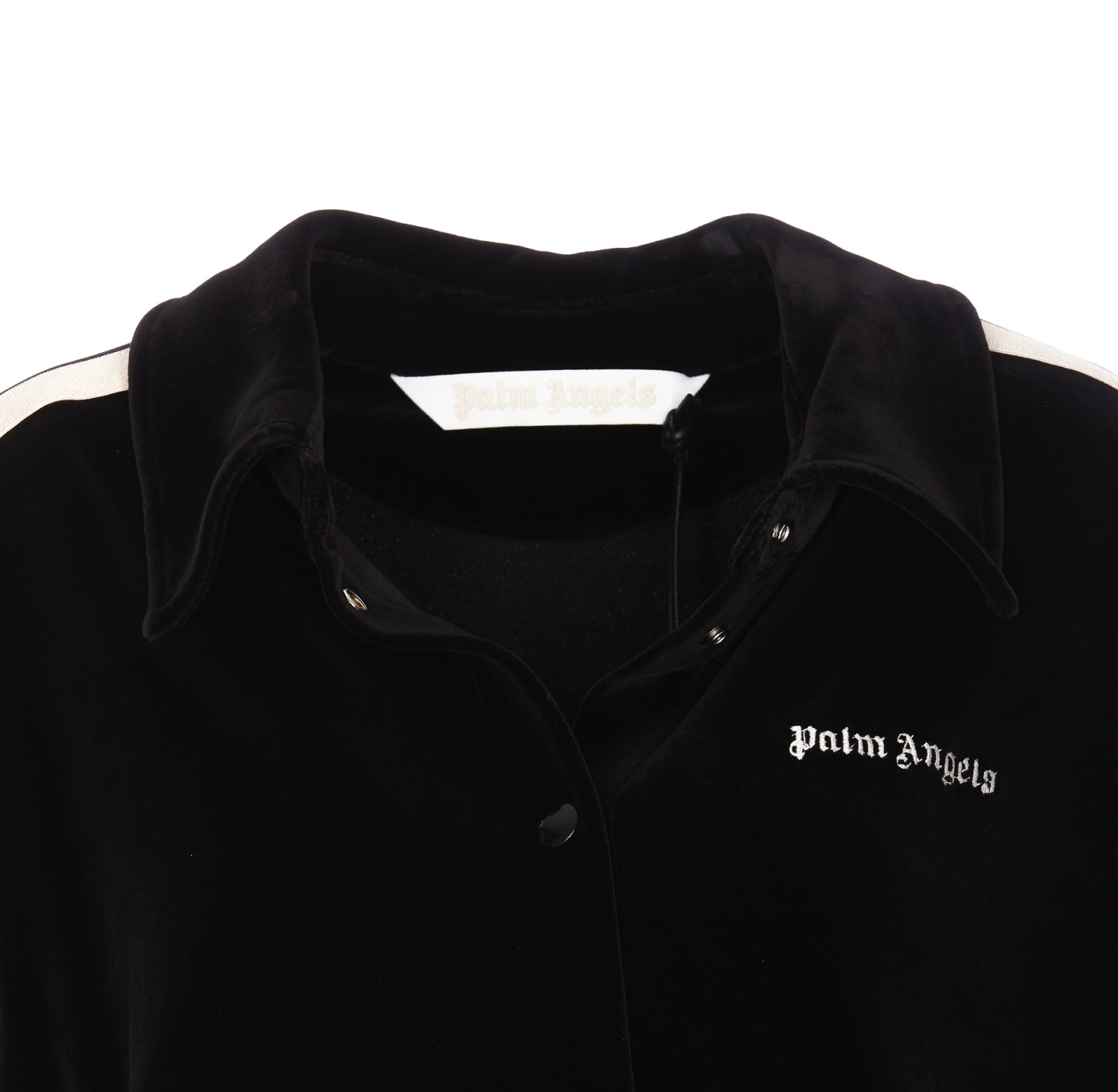 Shop Palm Angels Velvet Classic Logo Track Shirt In Black