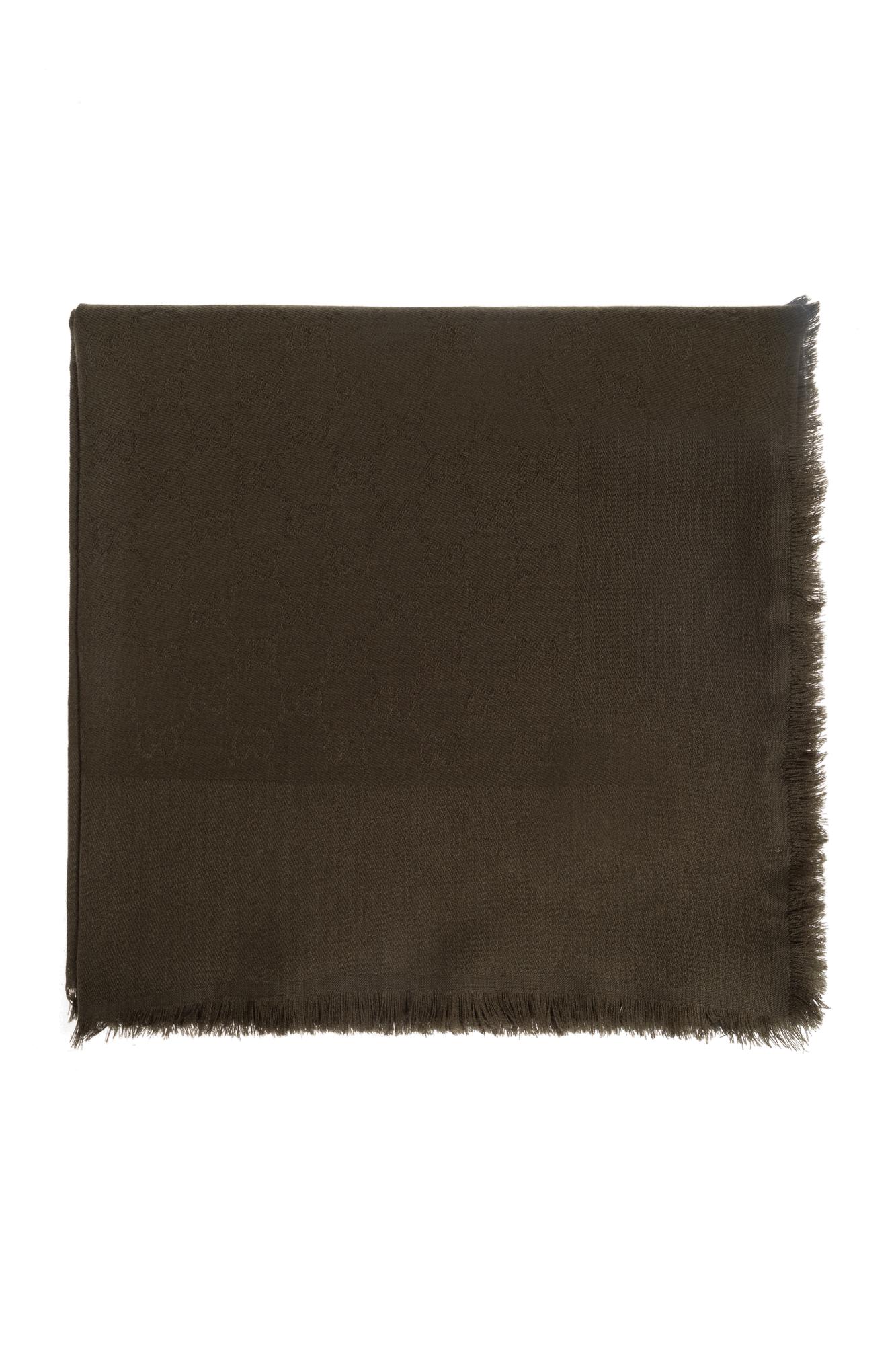 Gucci Luxurious Scarf Featuring Fringed Edges In Green