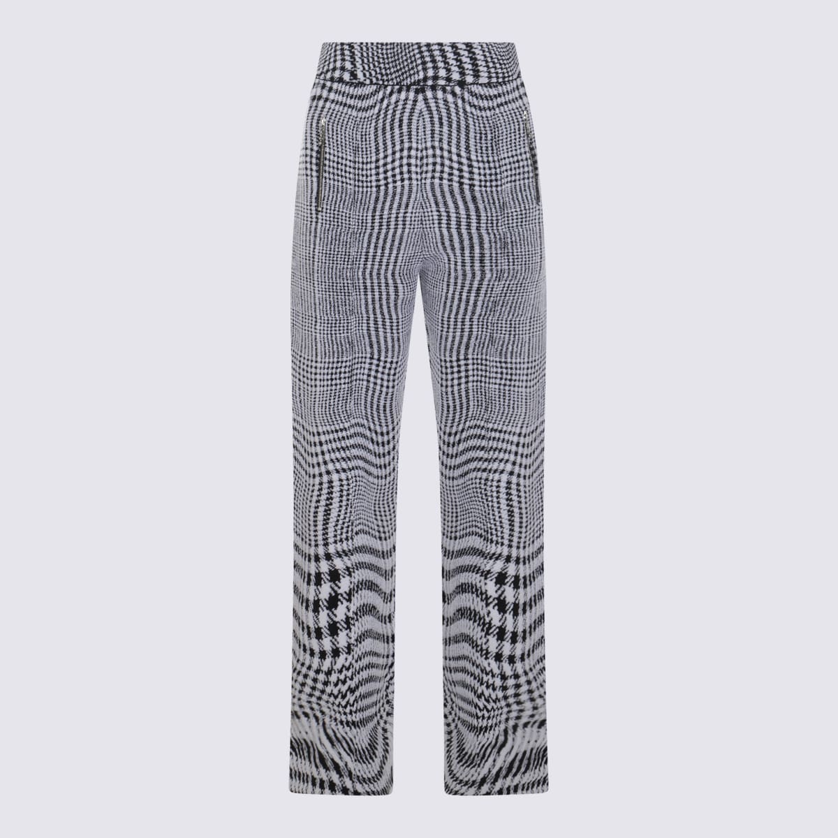 Burberry White And Black Wool Pants In Monochrome Ip Pttn