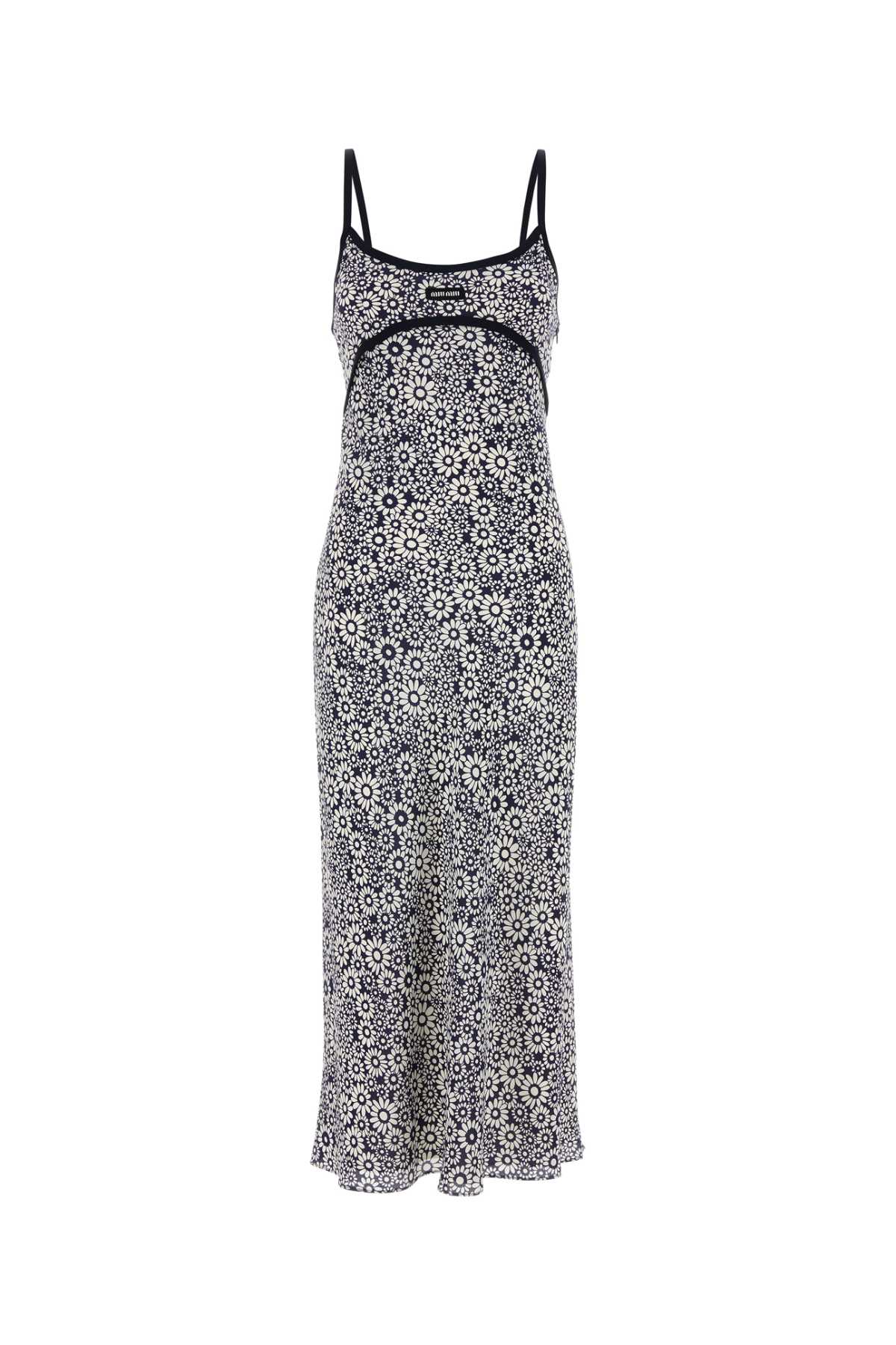 Miu Miu Printed Silk Dress In Blue