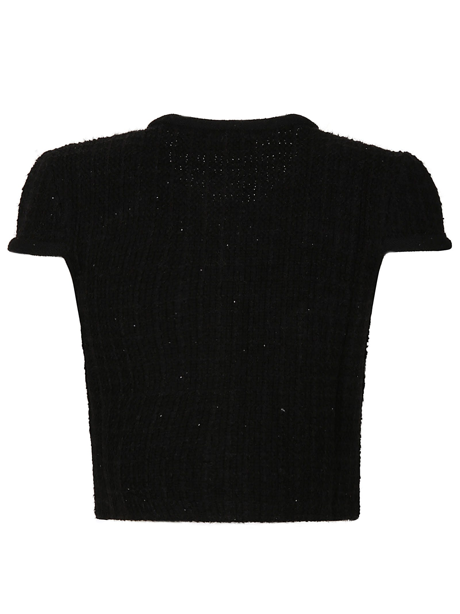 Shop Self-portrait Jewel Button Knit Top In Black