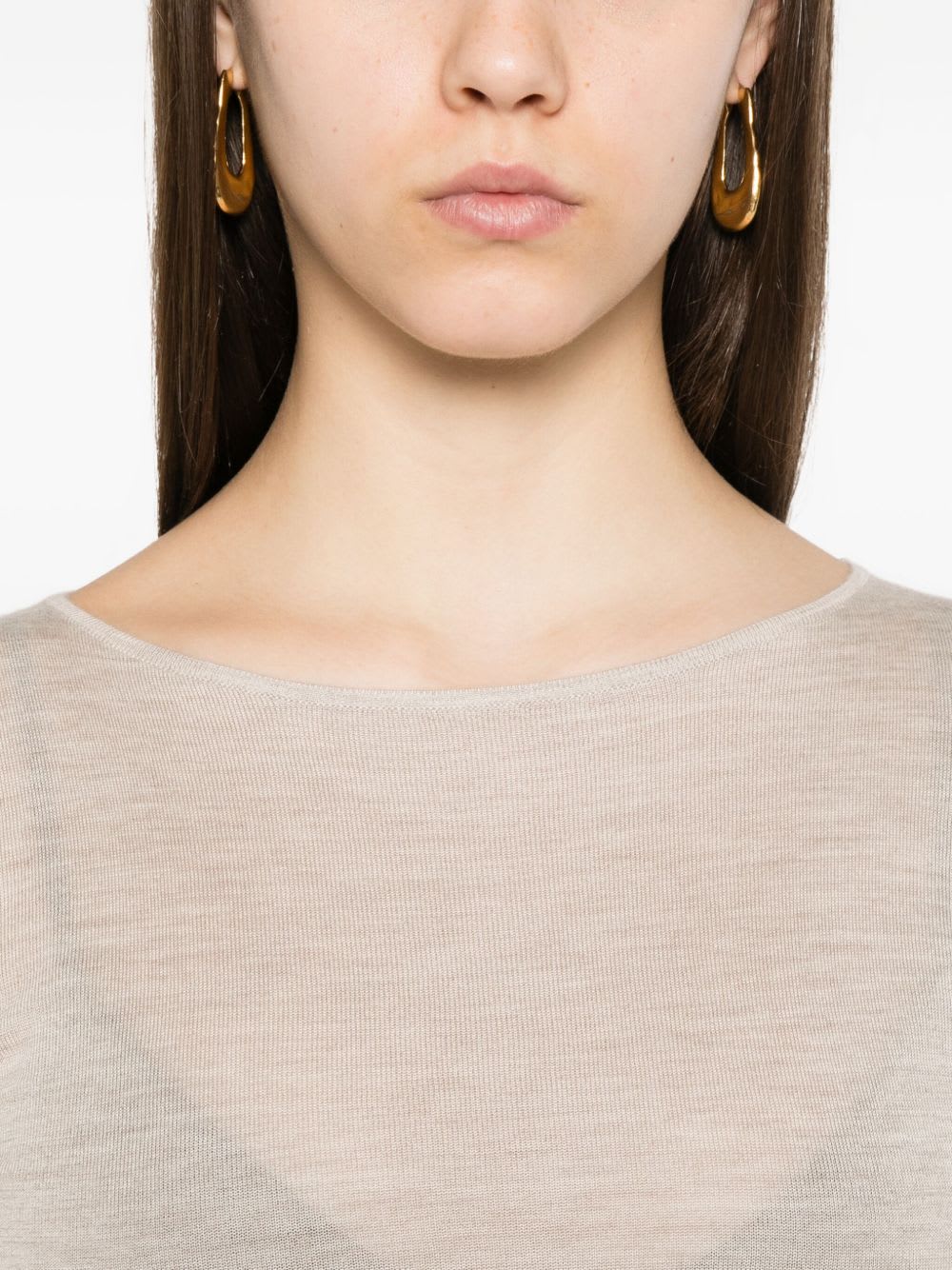 Brunello Cucinelli Boat-neck Cashmere-silk Lightweight Sweater In Neutral