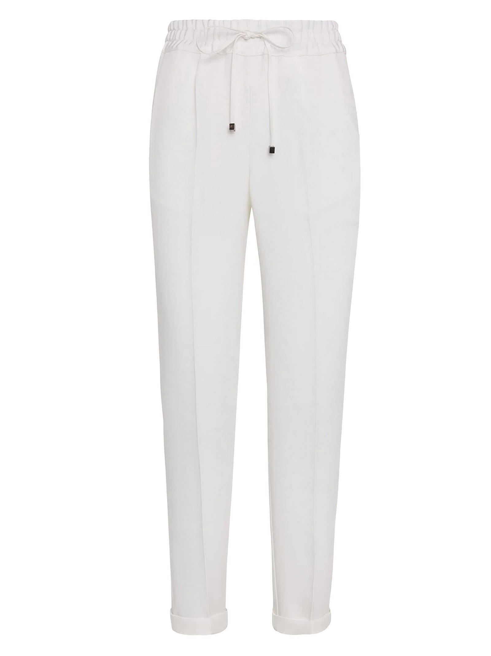 Shop Kiton Trousers Silk In White