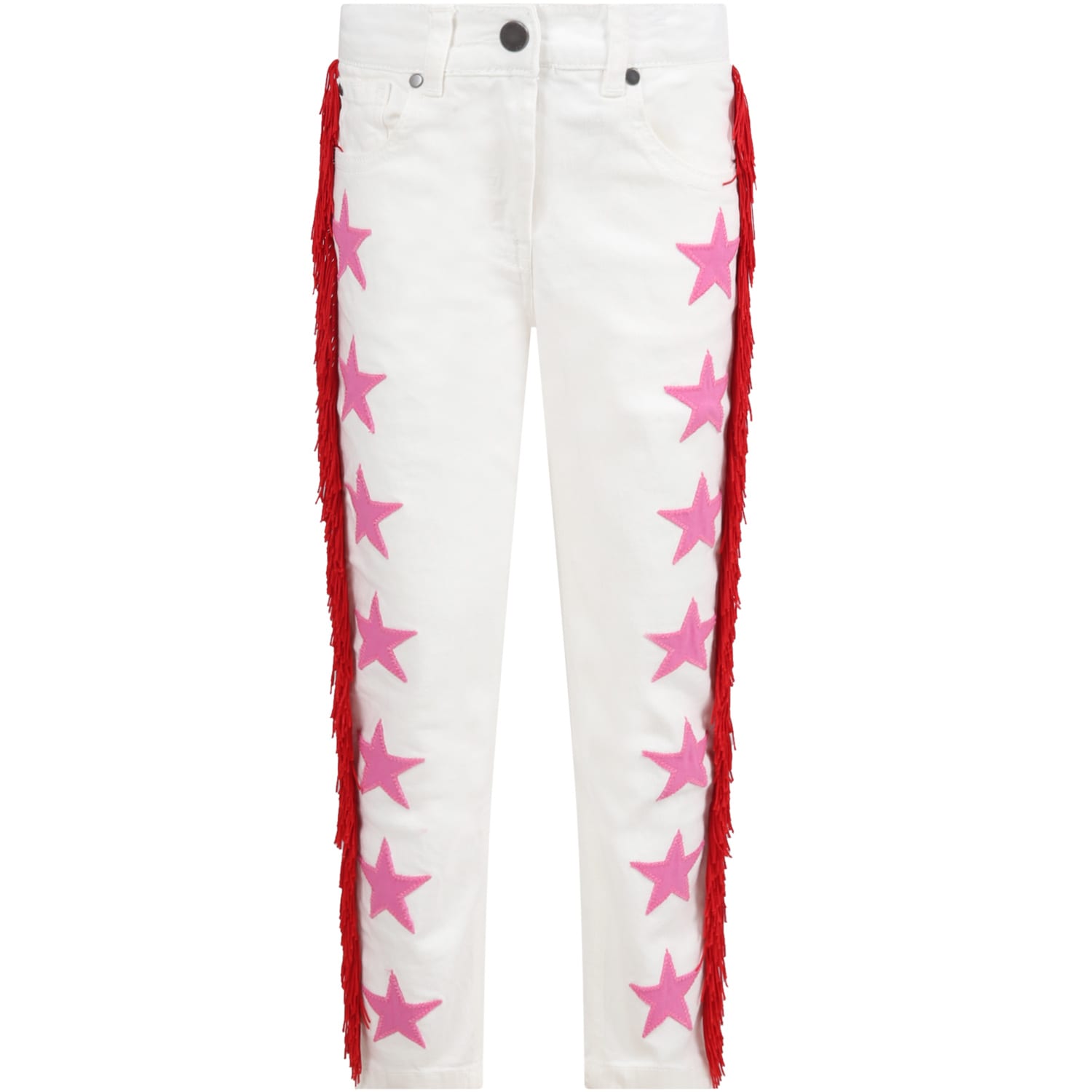 Stella McCartney Kids White Jeans For Girl With Stars