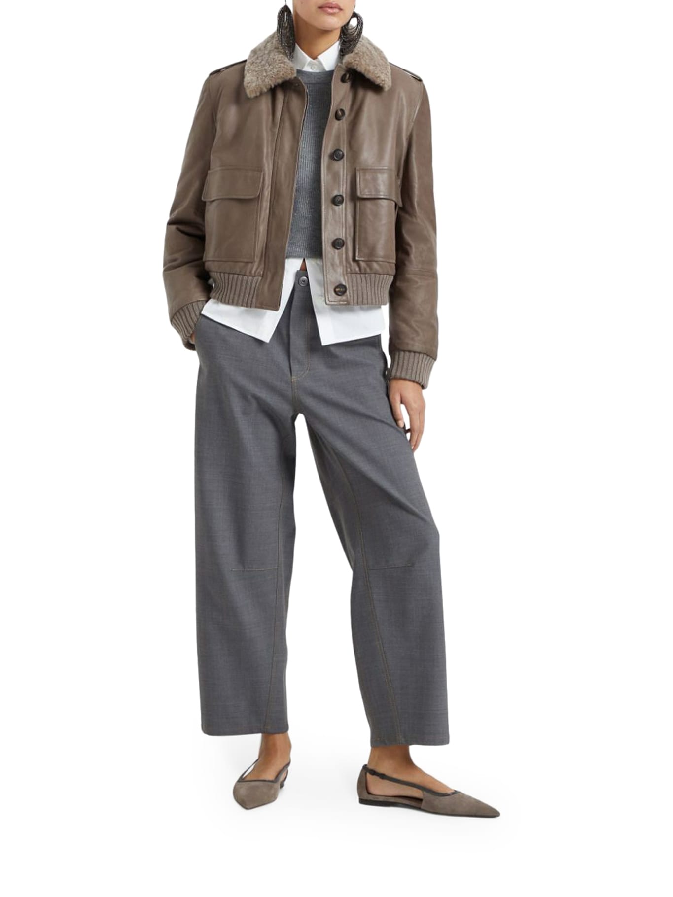 Brunello Cucinelli Grey Wool Pants In Grey