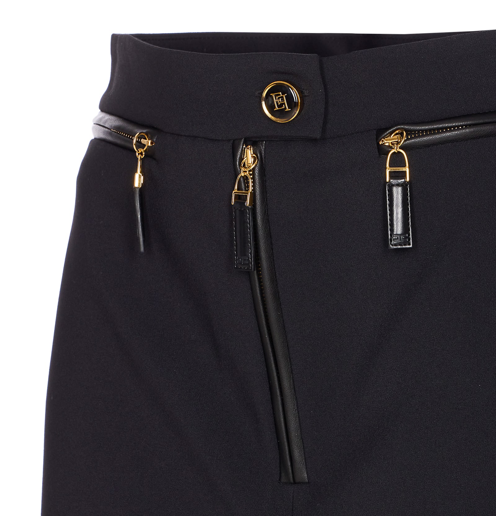 Elisabetta Franchi Mini Skirt With Front Slit In Black