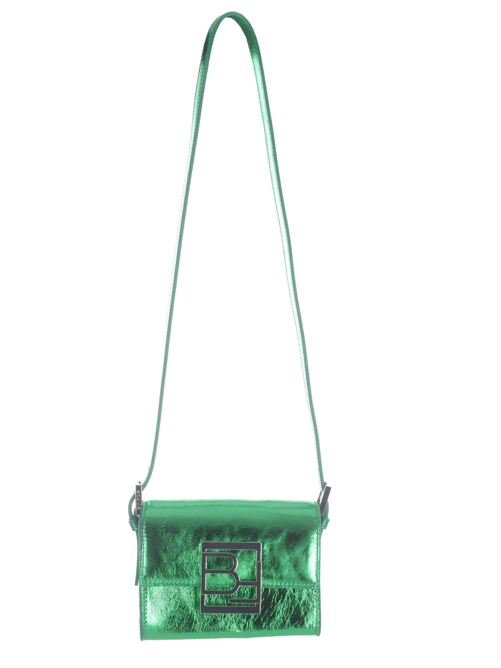 Shop By Far Mini Bag  Fran In Metallic Leather In Verde