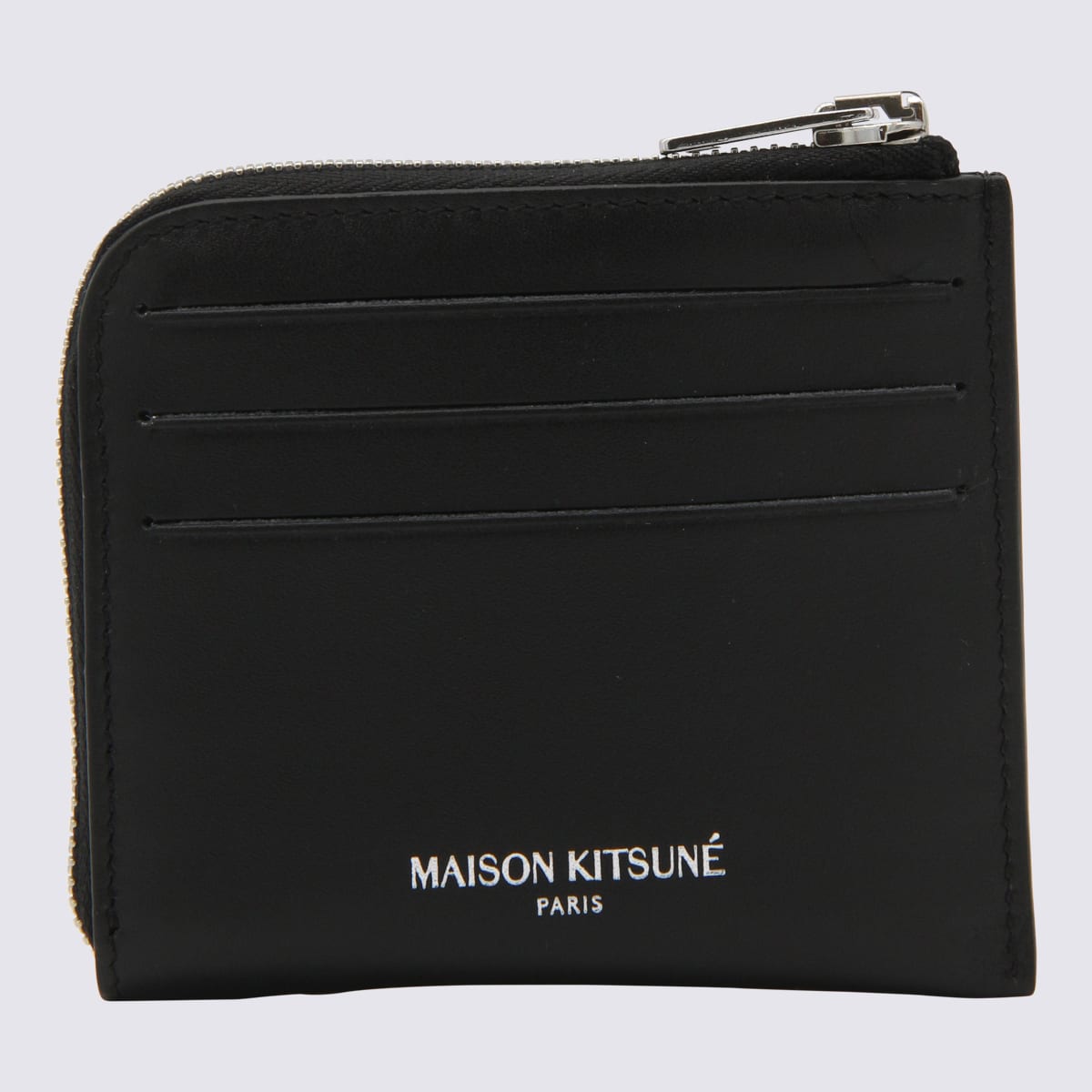 Shop Maison Kitsuné Black Leather Card Holder