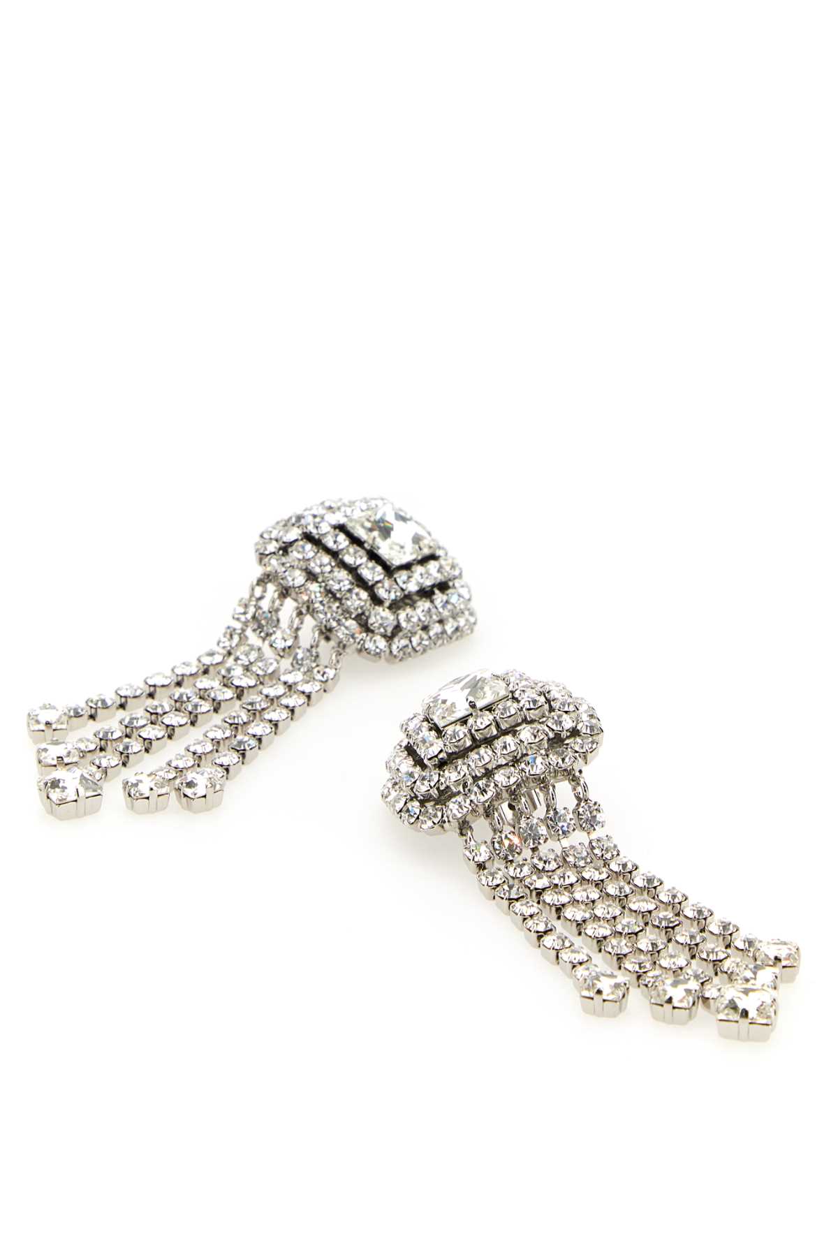 Shop Alessandra Rich Embellished Metal Earrings In Crysilver