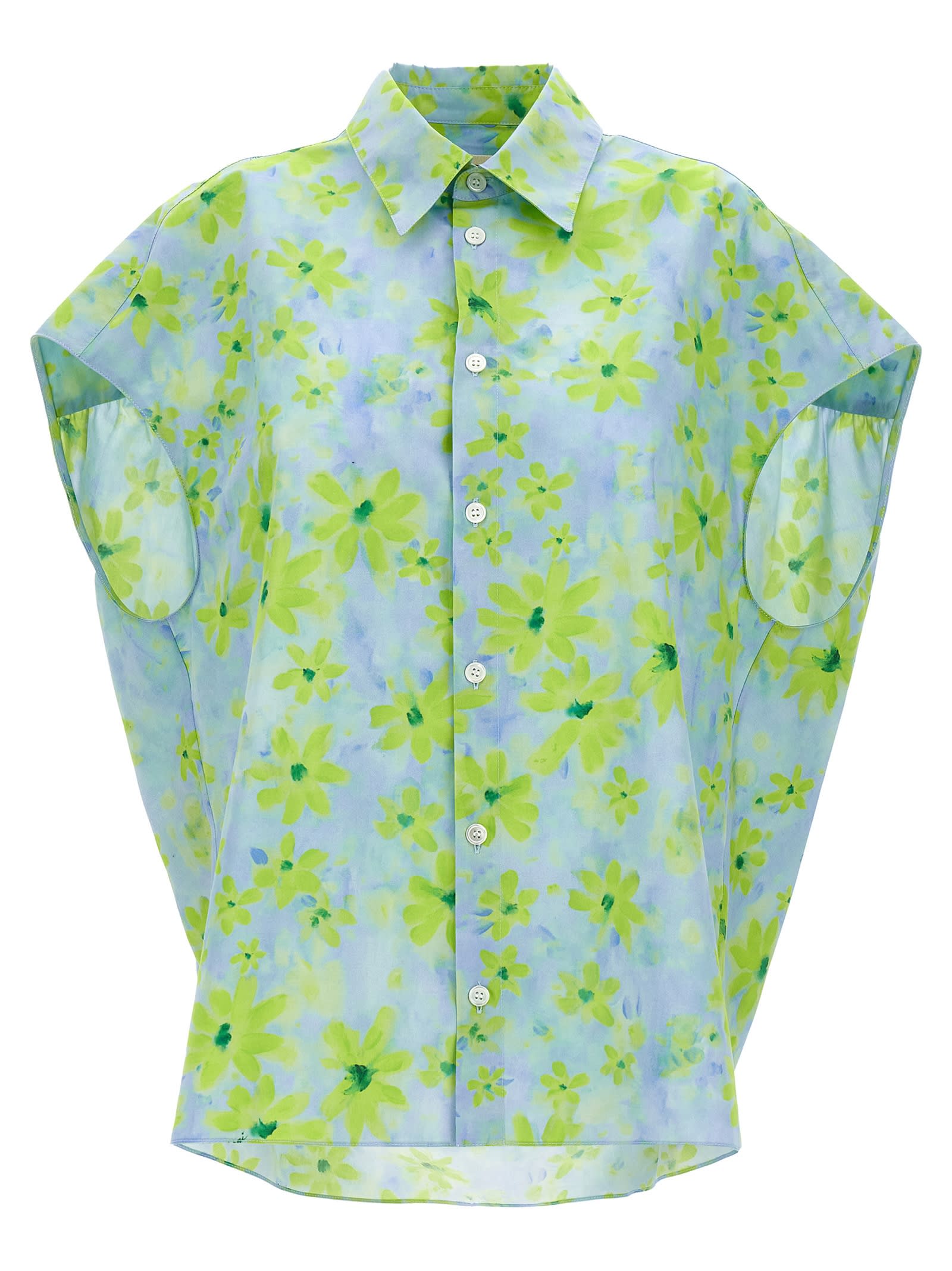 Shop Marni Short Sleeves Oversize Pattern Shirt In Multicolour