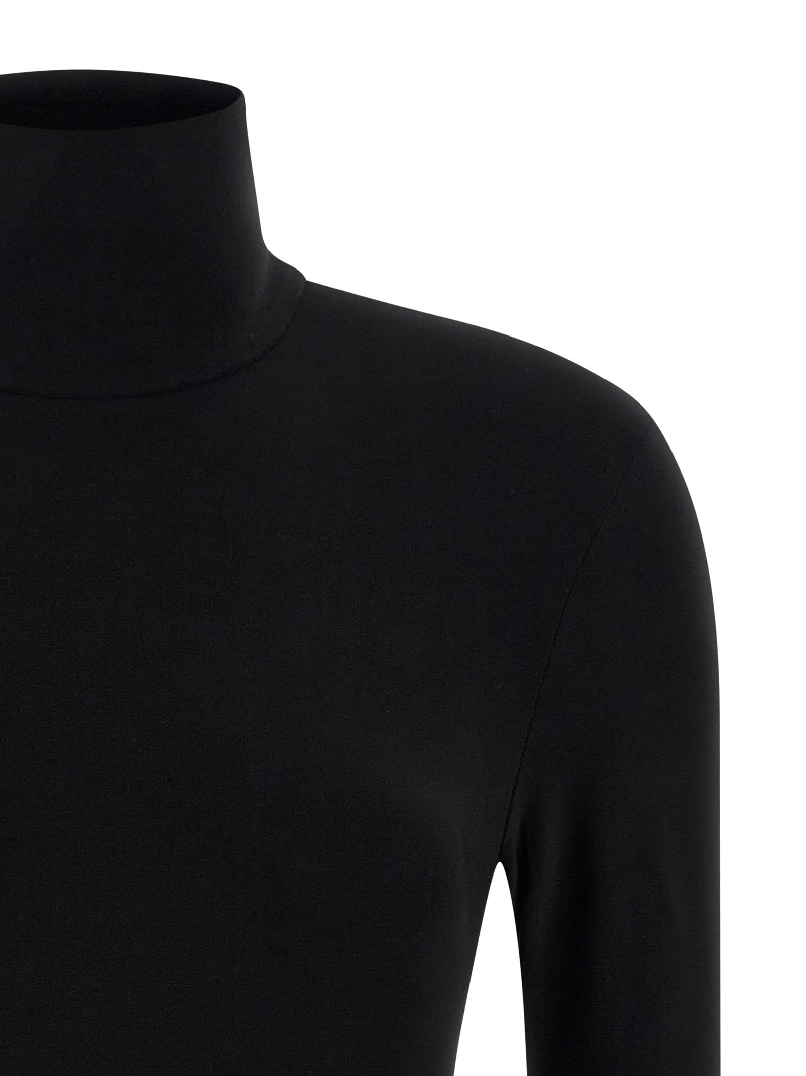 Norma Kamali Fitted Long-sleeve Top With High Neckline In Black