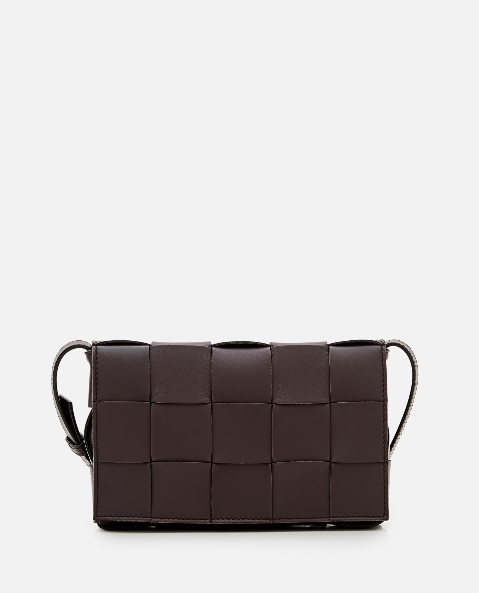 Shop Bottega Veneta Cassette Leather Shoulder Bag In Brown