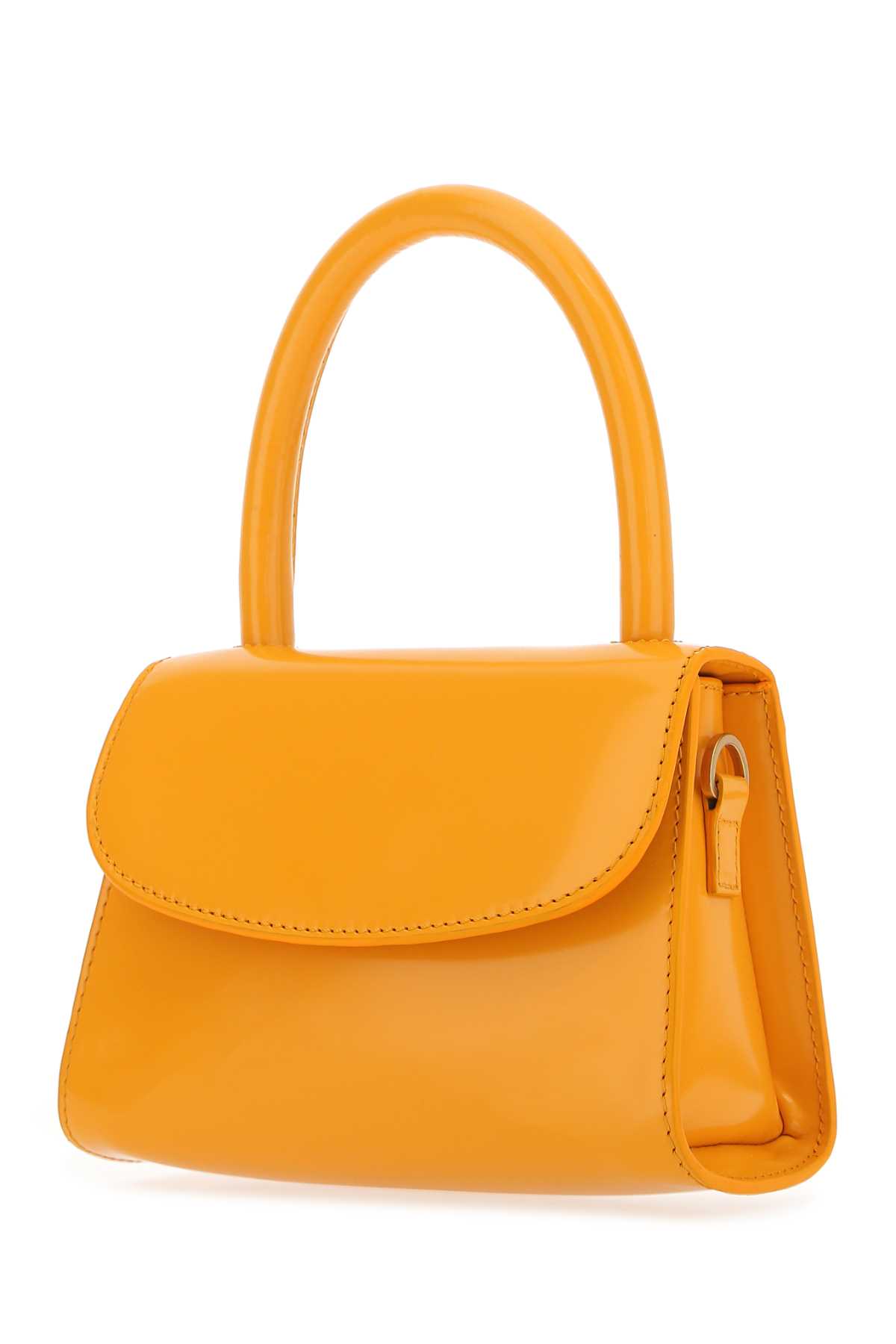 Shop By Far Orange Leather Mini Handbag In Sunflower