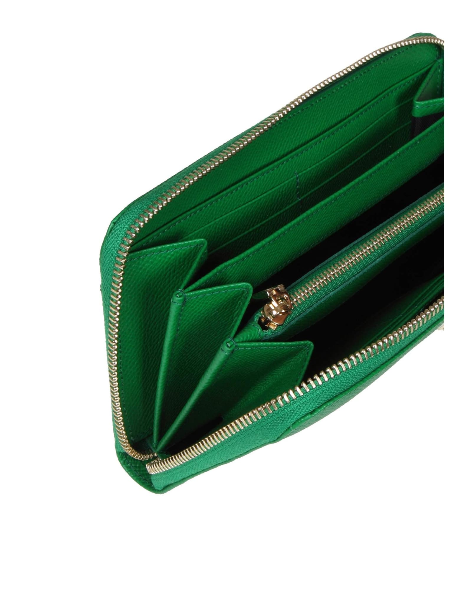 Shop Dolce & Gabbana Wallet In Dauphine Calfskin In Verde