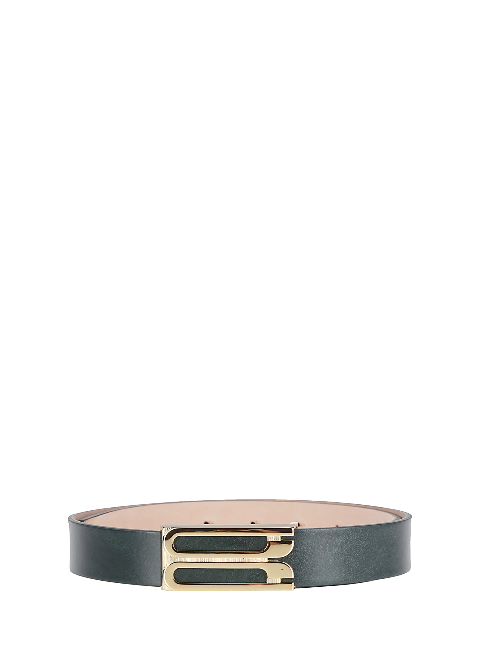 Shop Victoria Beckham Regular Bbuckle Belt In Dark Green