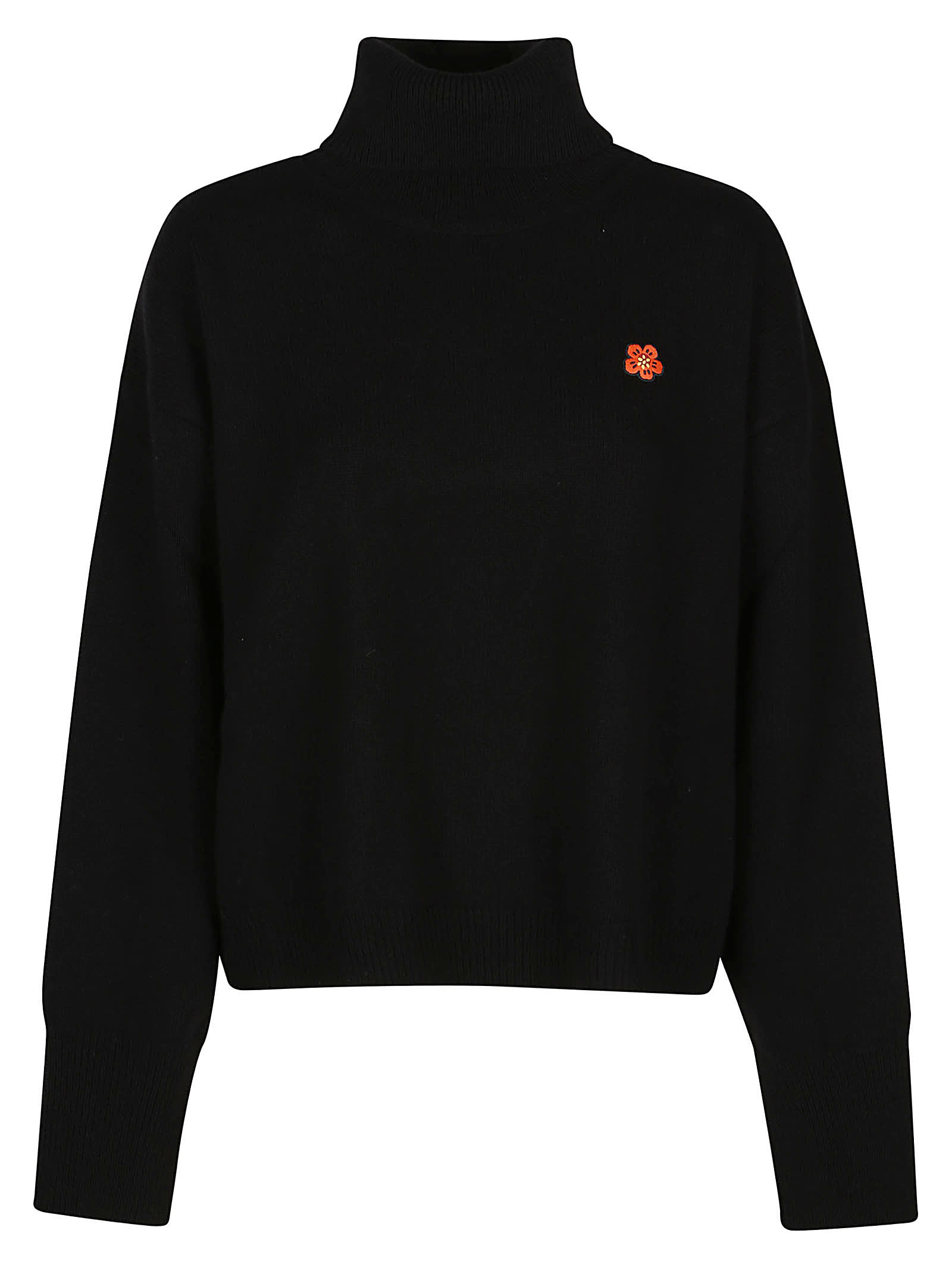 Shop Kenzo Boxy Crest Turtle Neck Sweater In J Noir