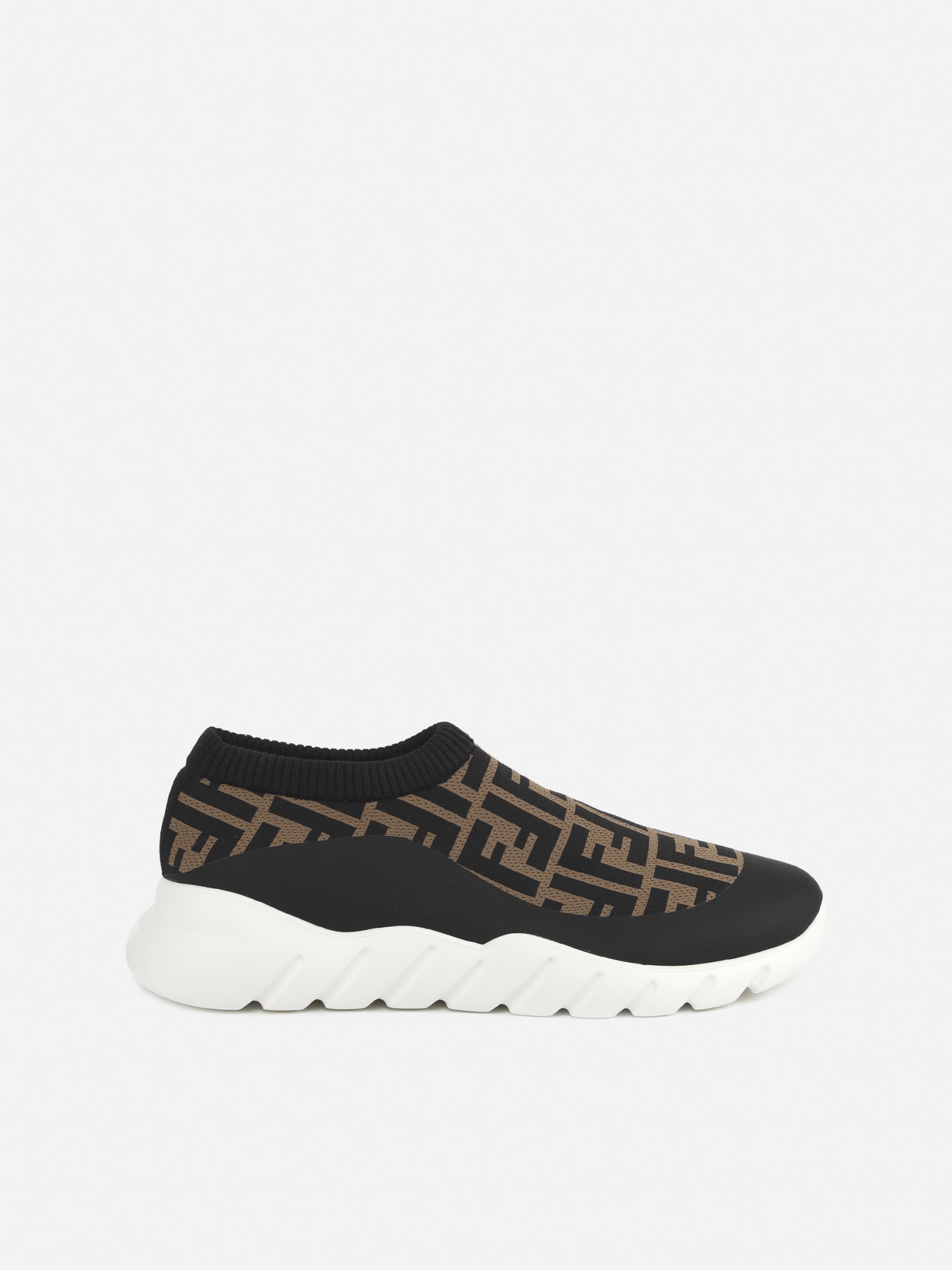 Fendi Knitted Slip On Sneakers With Ff Motif