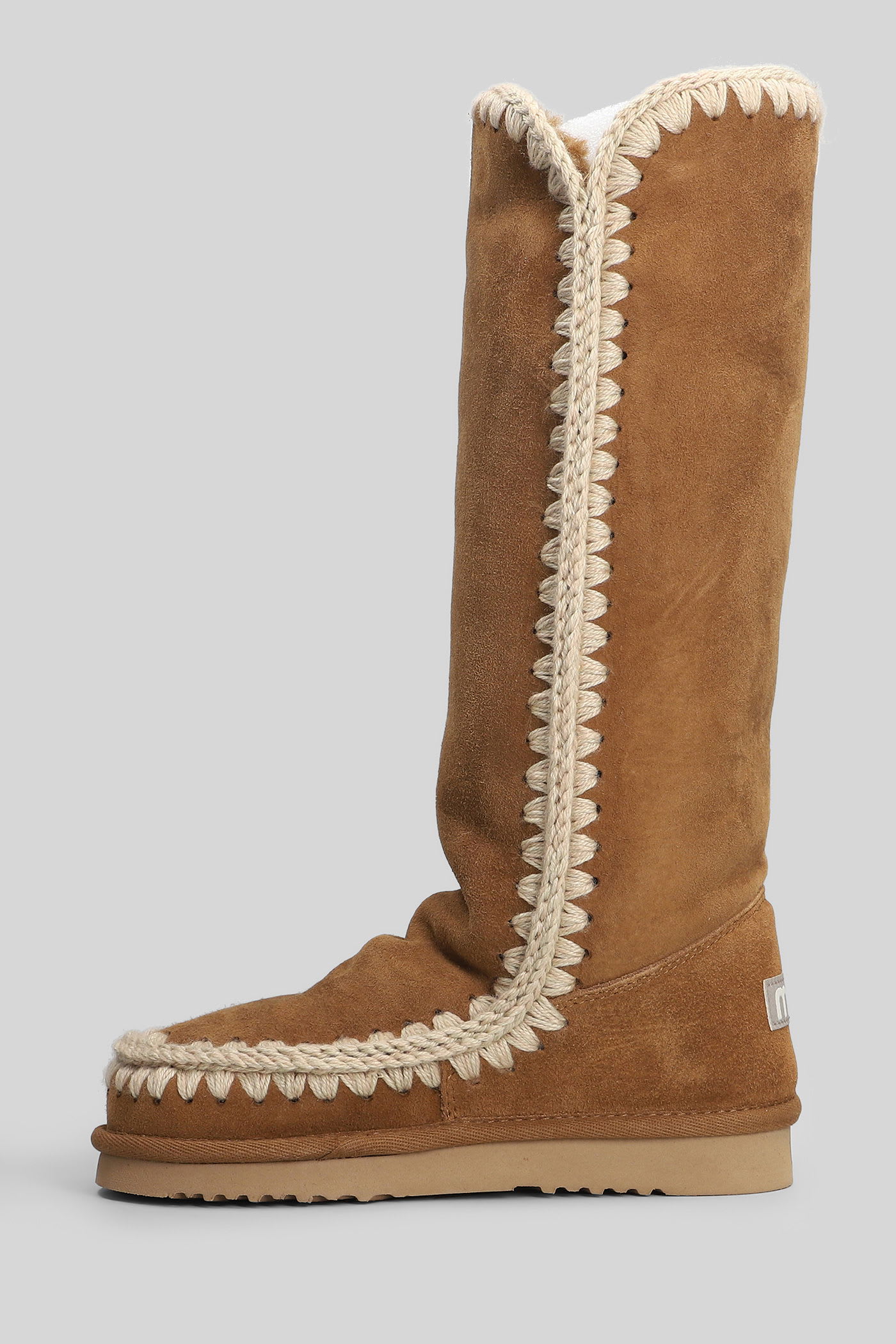 Mou Eskimo 40 Low Heels Boots In Leather Color Suede In Brown