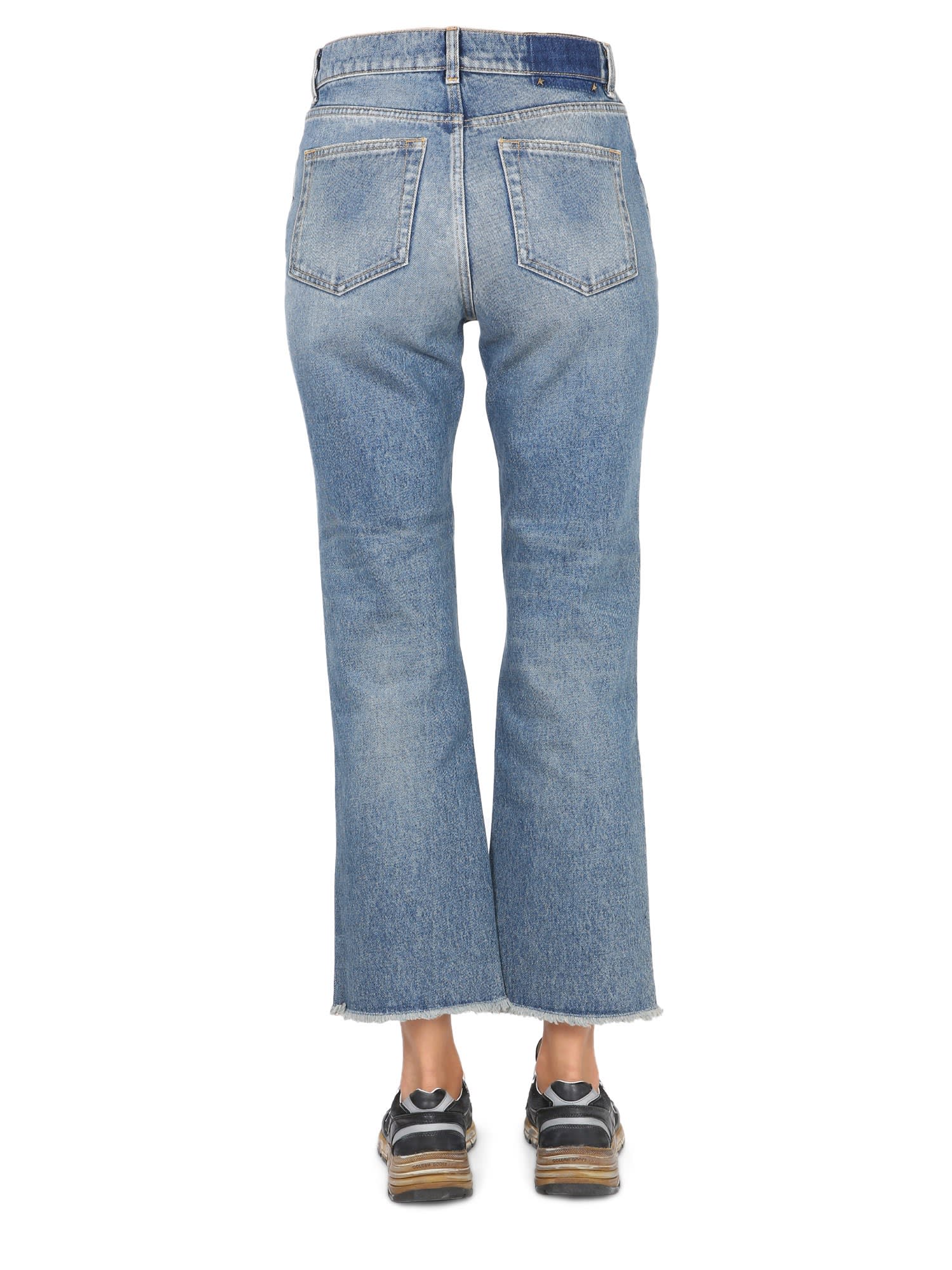 Golden Goose Golden Ws Cropped Flare Medium Wash Jeans In Blue