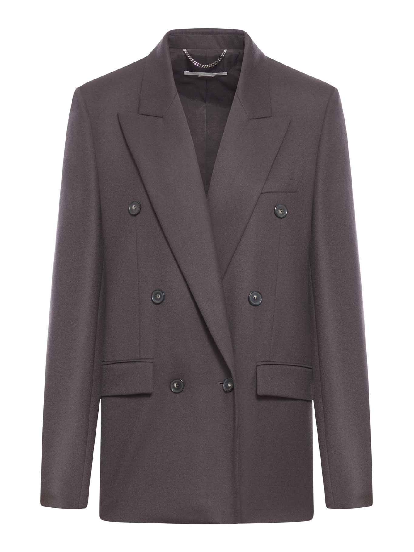 Shop Stella Mccartney Double-breasted Jacket In Dark Chocolate