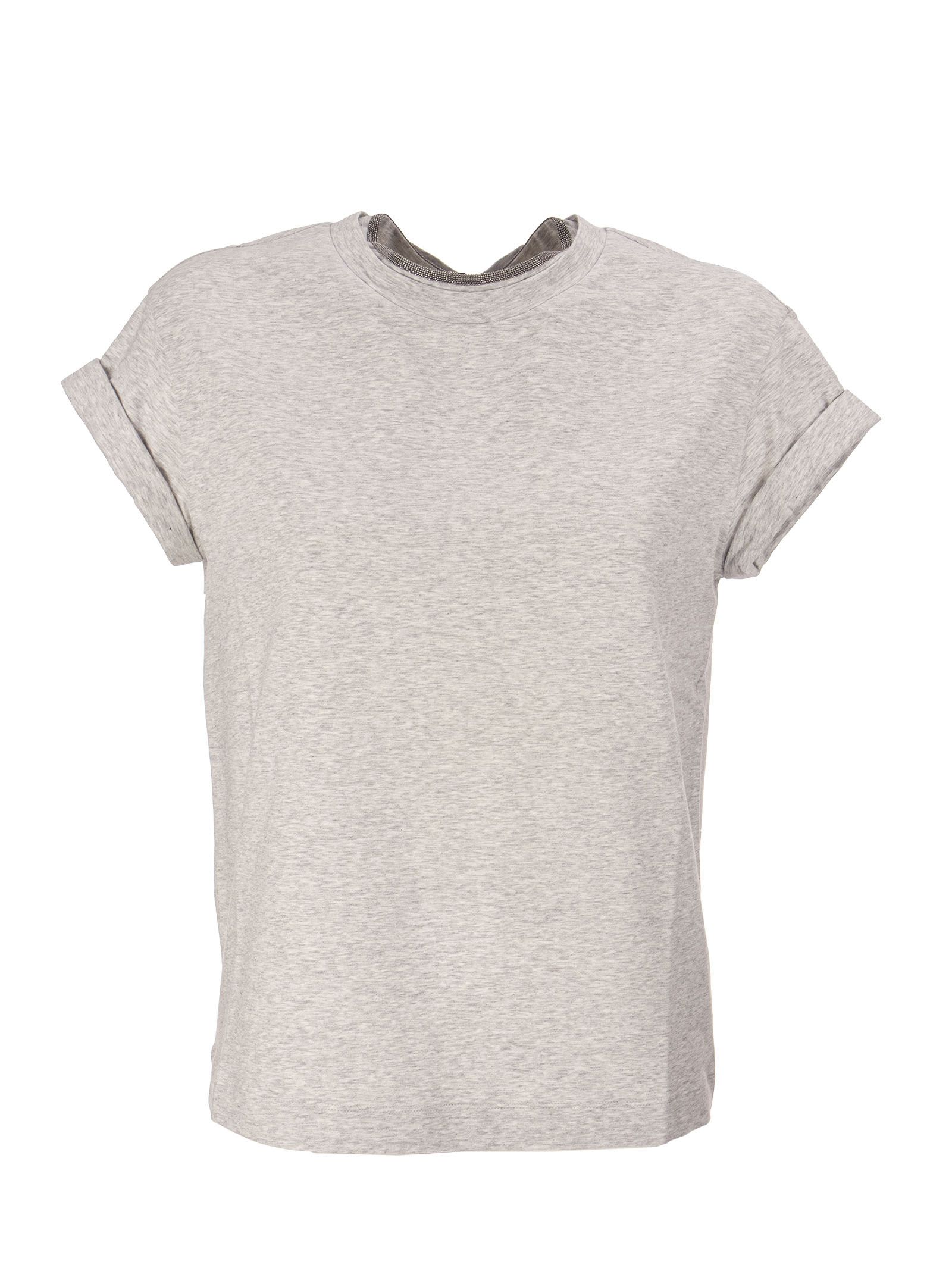 Brunello Cucinelli Stretch Cotton Jersey T-shirt With Precious Faux-layering