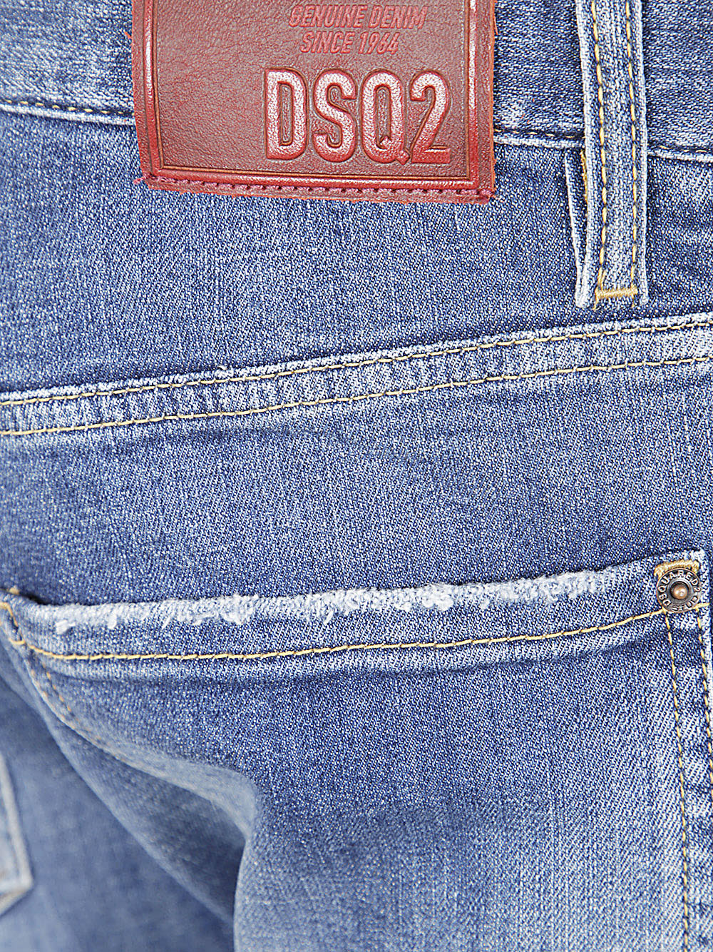 Dsquared2 Blue Slim Jeans With Rips And Bleach Effect In Cotton Blend Denim Man In Navy Blue