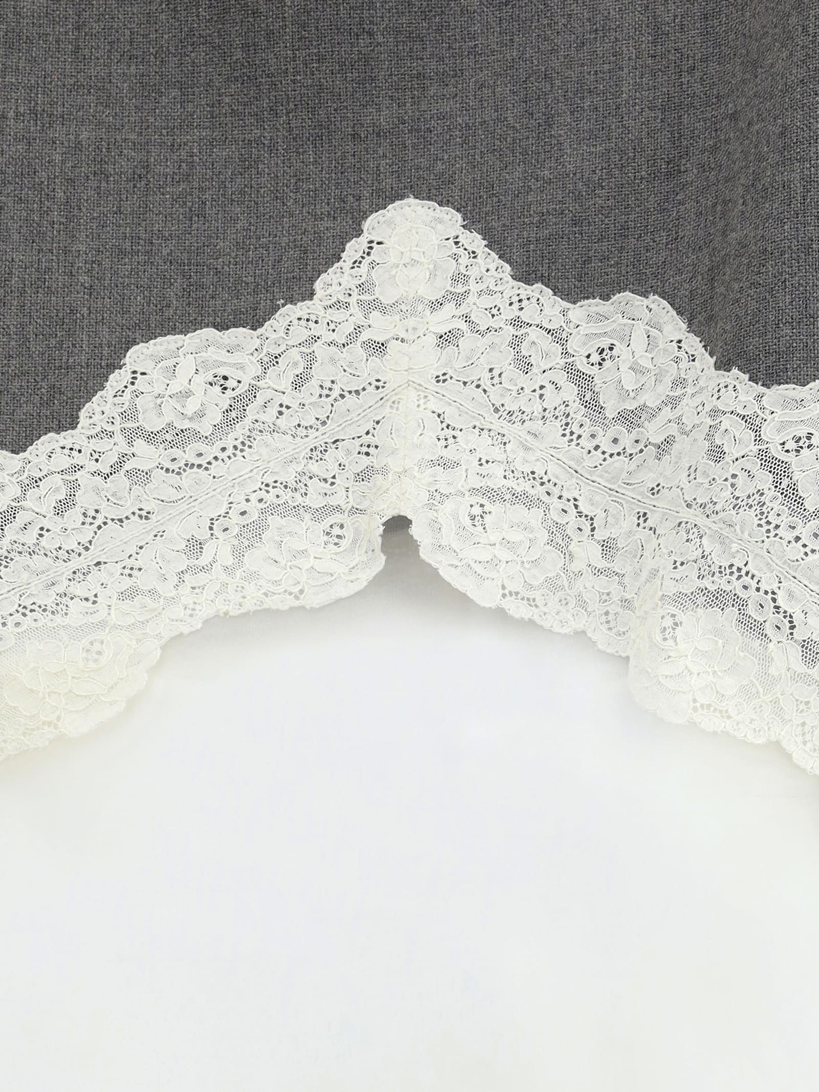 Jil Sander High Waist Gray Wool Skirt With Organza Hem In Gray