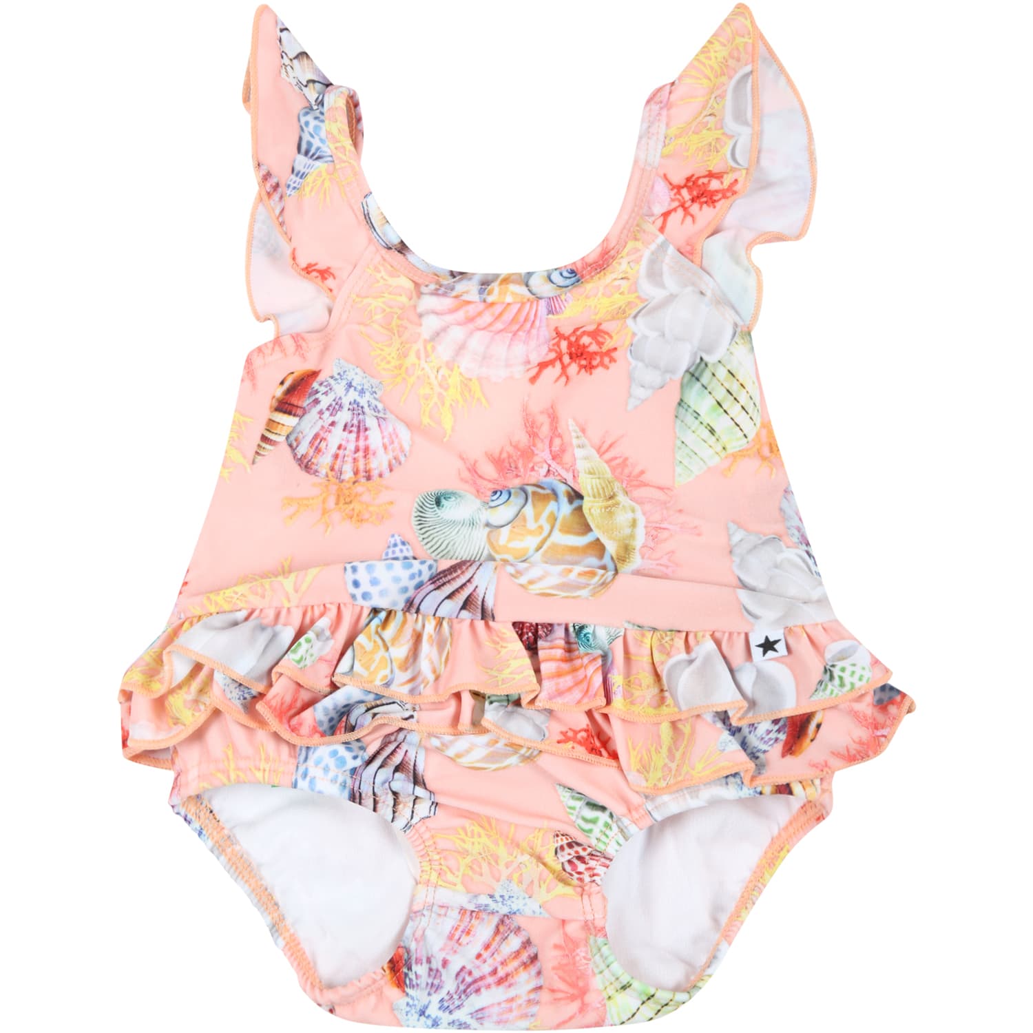 Molo Pink Swimsuit For Baby Girl With Shells