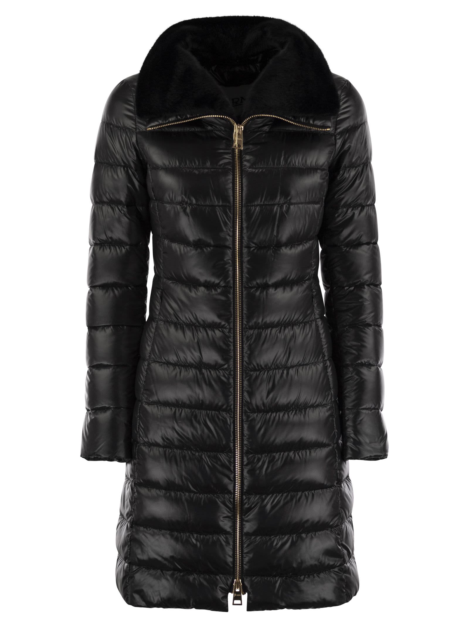 Herno Elisa Fox Fur-collar Down Coat In Black