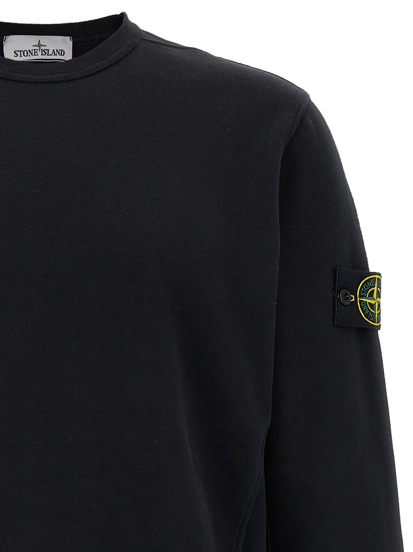Stone Island Vanisé Brushed Heavy Cotton Sweatshirt In Black