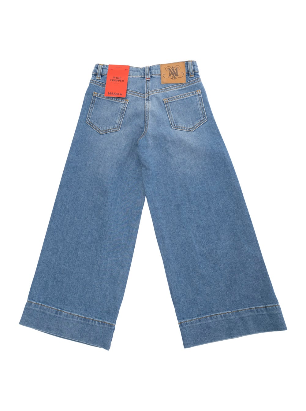 Max&co. Blue Cropped Jeans With Logo Patch On The Rear In Denim Girl In Blu