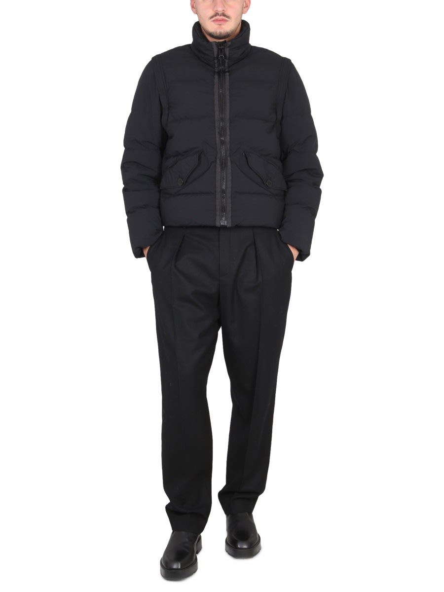 Ten C Down Jacket With Removable Sleeves In Black