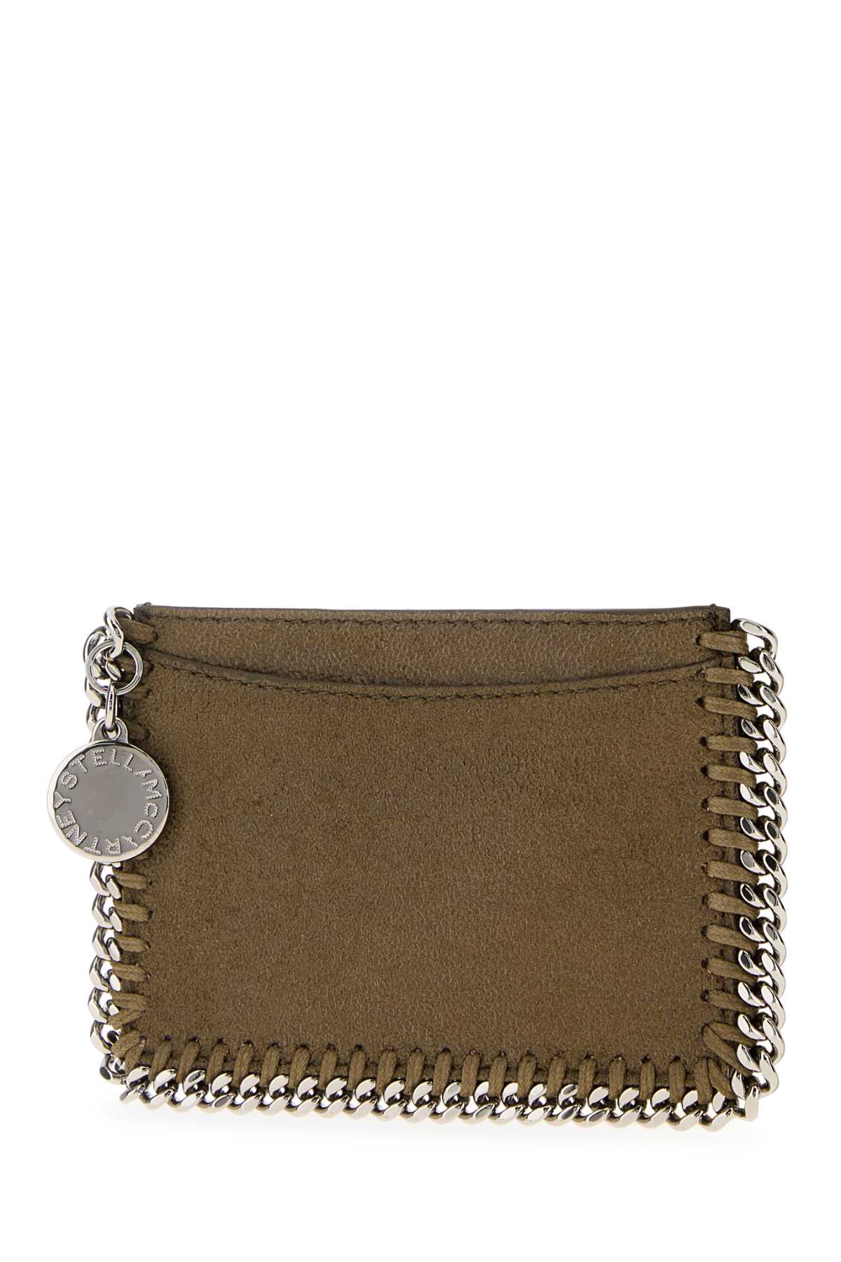 Stella Mccartney Olive Green Shaggy Deer Falabella Card Holder In Neutral
